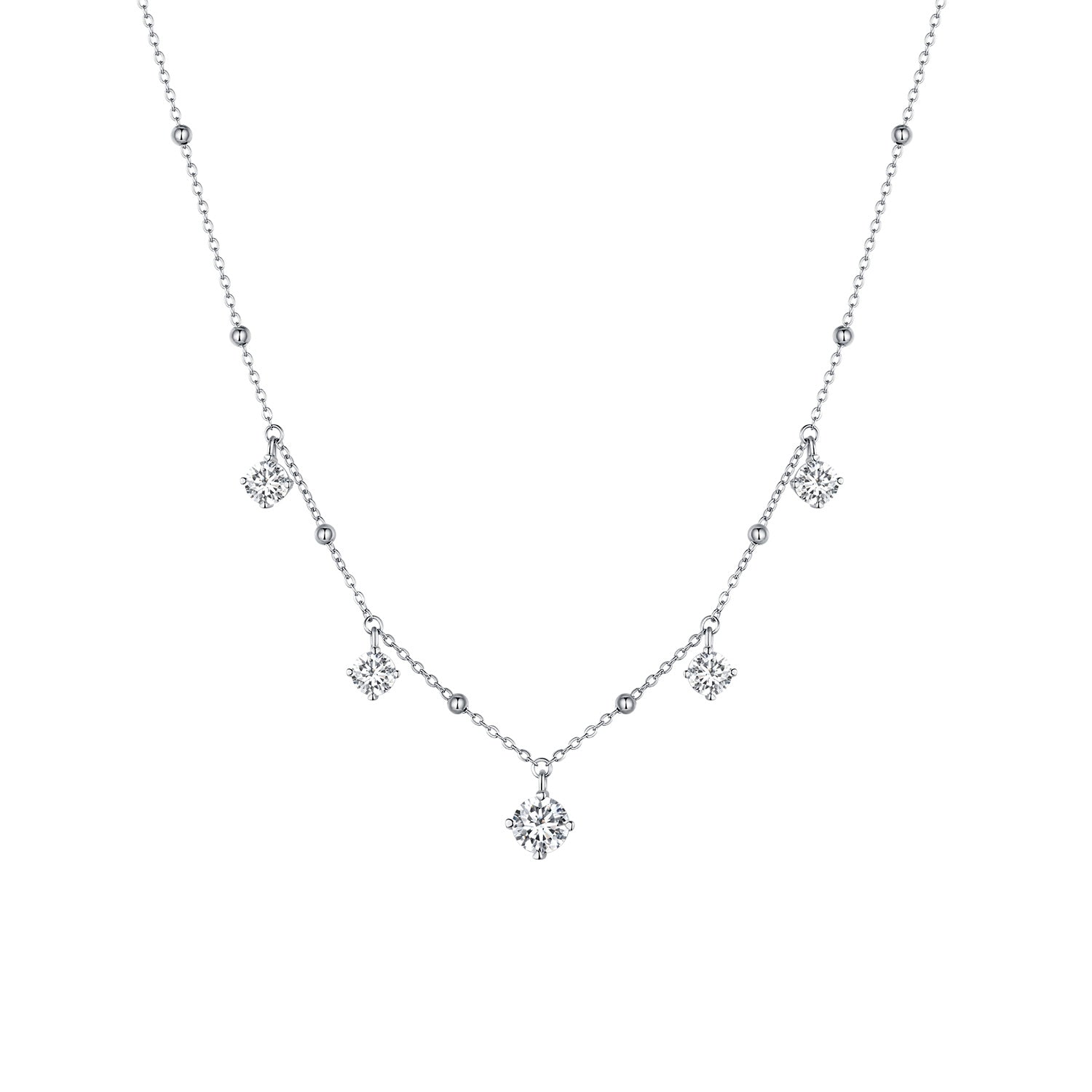 925 Sterling Silver 5.0mm Moissanite Necklace for Women DestGlow