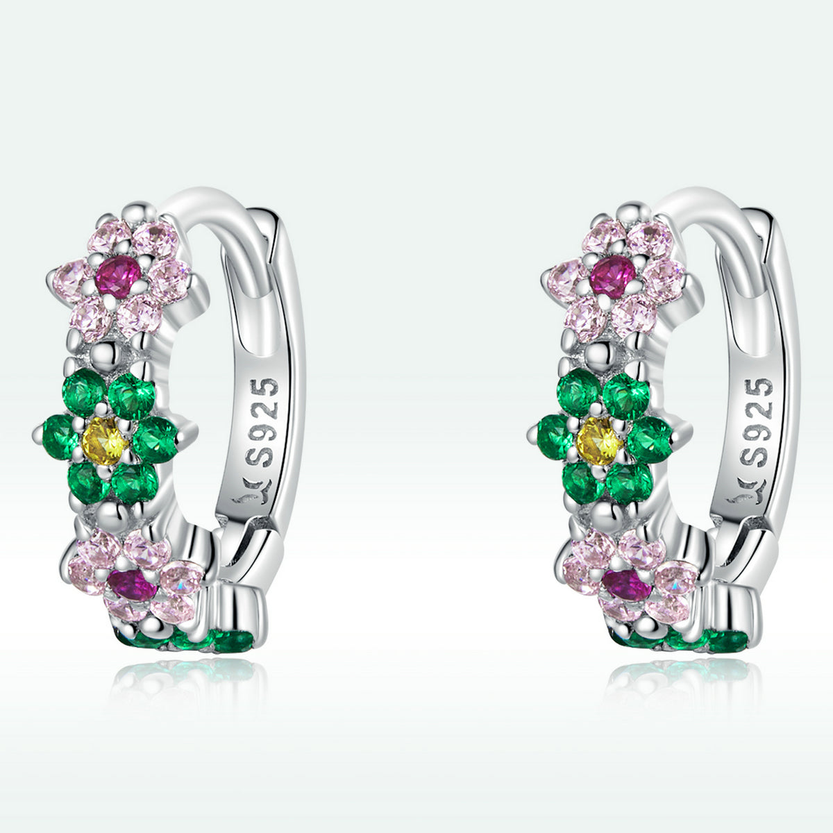 925 Sterling Silver Earrings with CZ in Pavé Setting - 1.3x0.4cm for Women DestGlow