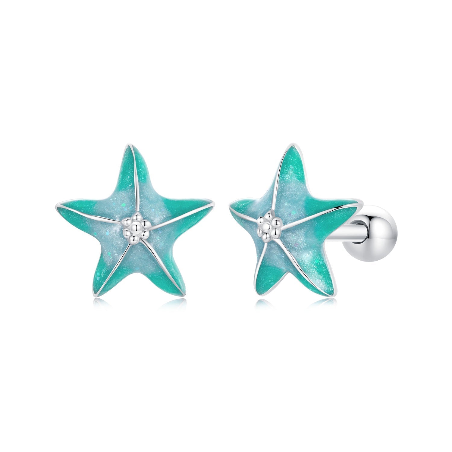 925 Sterling Silver Enamel White Gold Plated Earrings