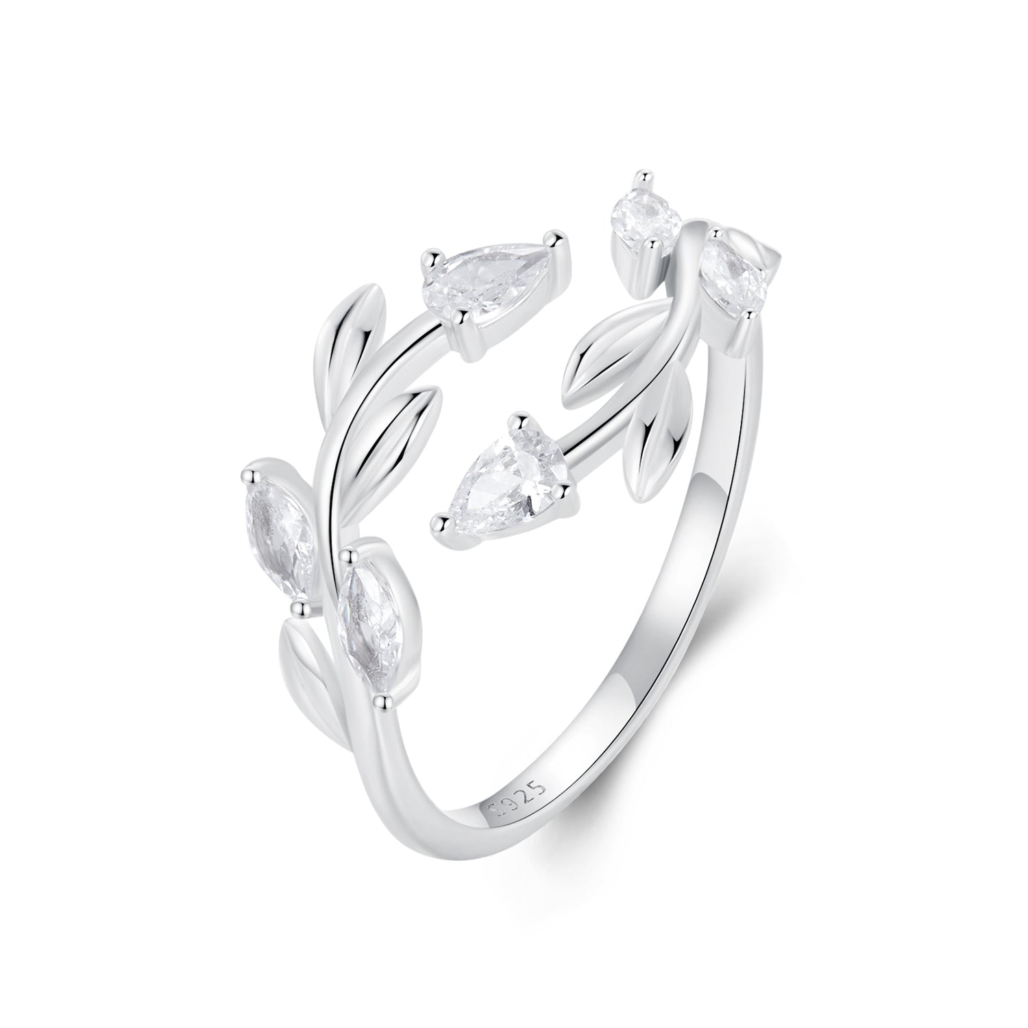 925 Sterling Silver White Gold Plated Pavé Setting CZ Ring for Women DestGlow