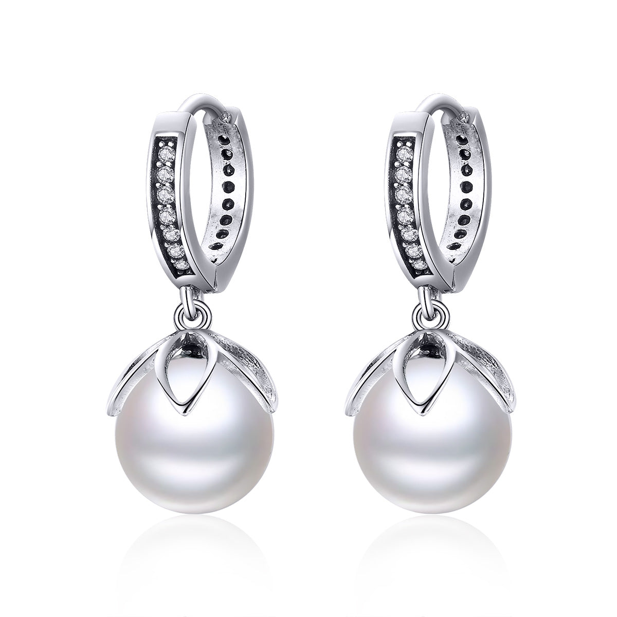 925 Sterling Silver Earrings with Quality Shell Pearl and CZ for Women DestGlow