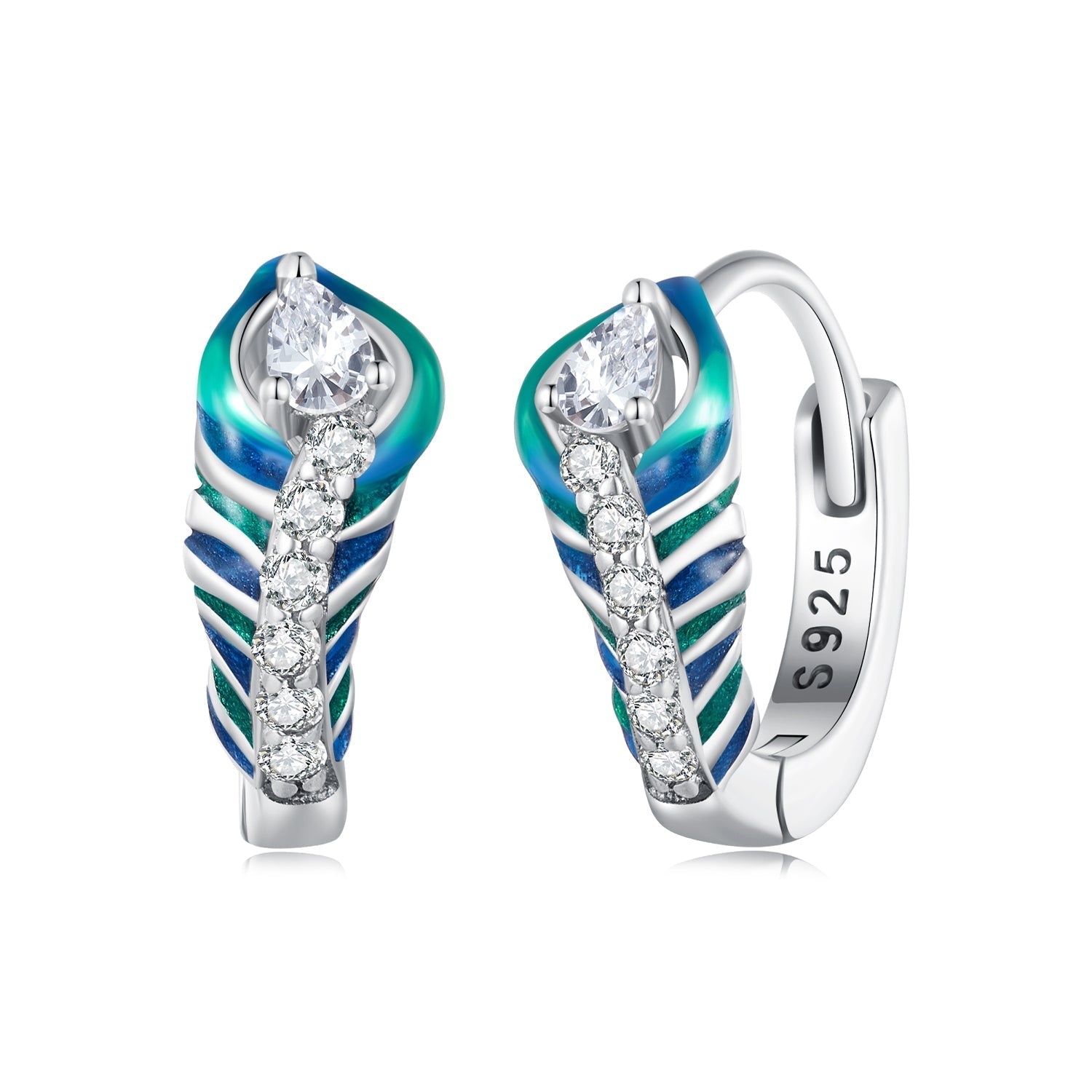 925 Sterling Silver Enamel Oxidized Earrings with Pavé Setting for Women DestGlow