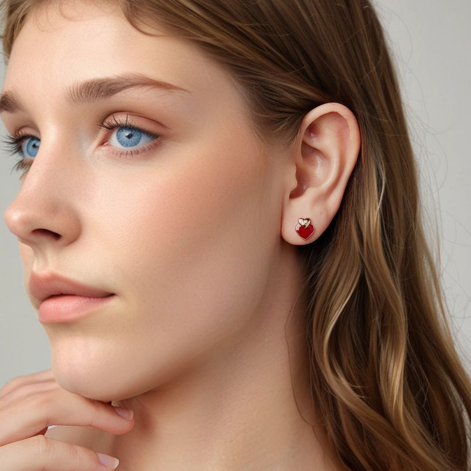 925 Sterling Silver Earrings with Enamel Finish and Pavé Setting in Rose Gold DestGlow