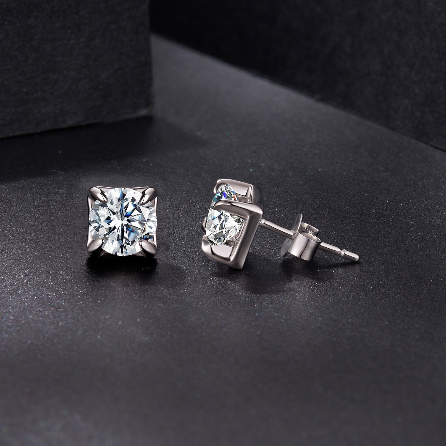 925 Sterling Silver & Moissanite Earrings - White Gold Plated, 0.5ct, Style S for Women