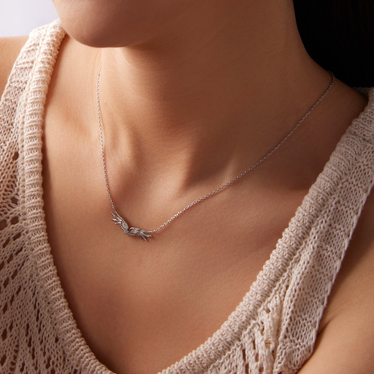 925 Sterling Silver Plated 40+5cm White Gold Necklace for Women DestGlow