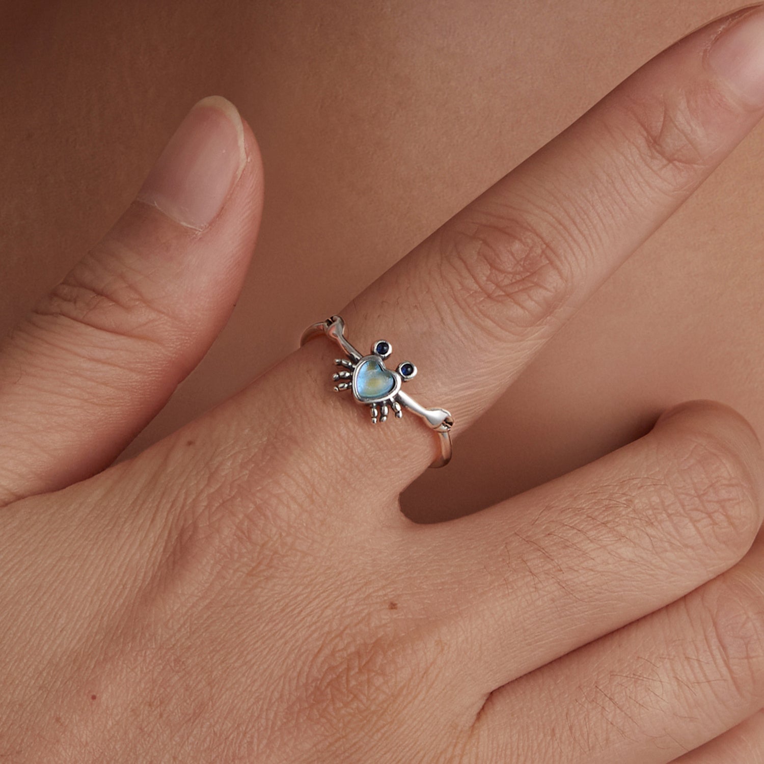 925 Sterling Silver Moonstone and Synthetic Spinel Ring for Women DestGlow