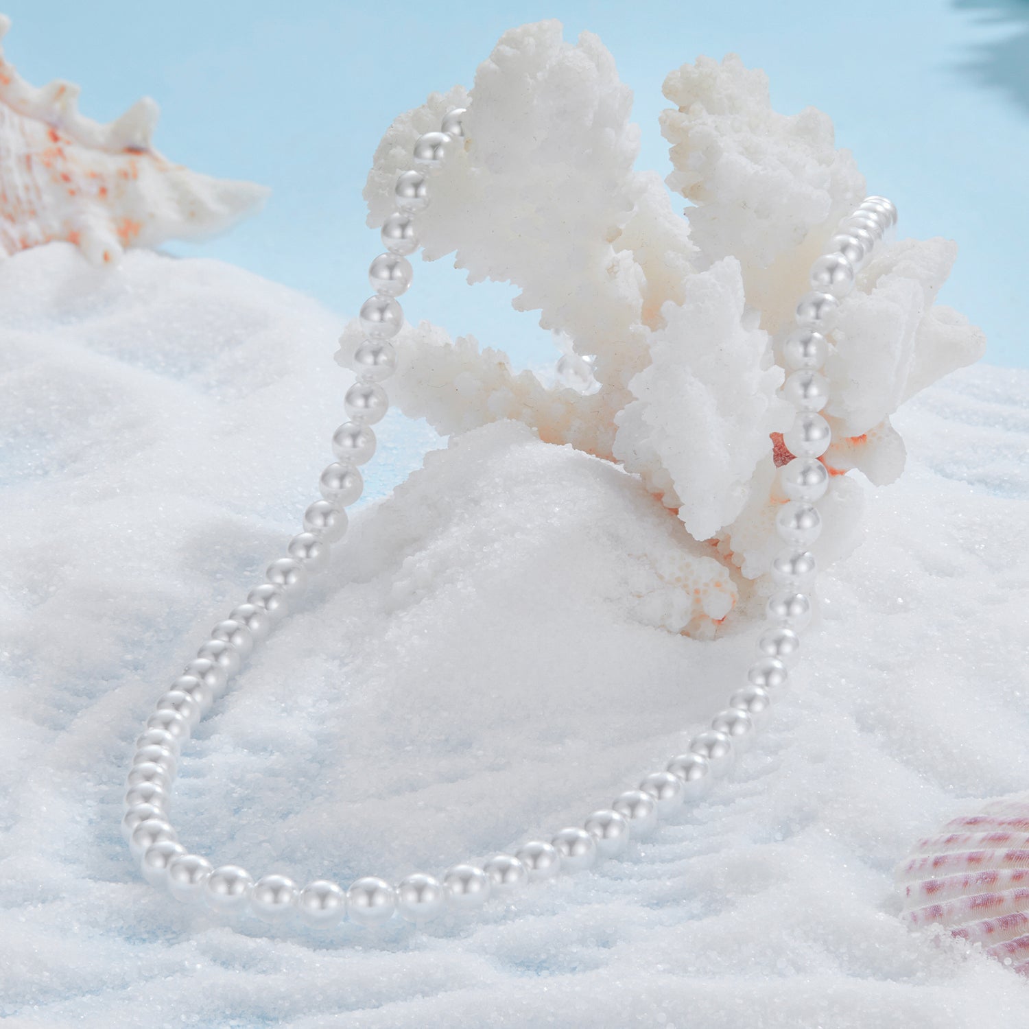 925 Sterling Silver White Gold Plated 39-45.5cm Quality Shell Pearl Necklace for Women DestGlow