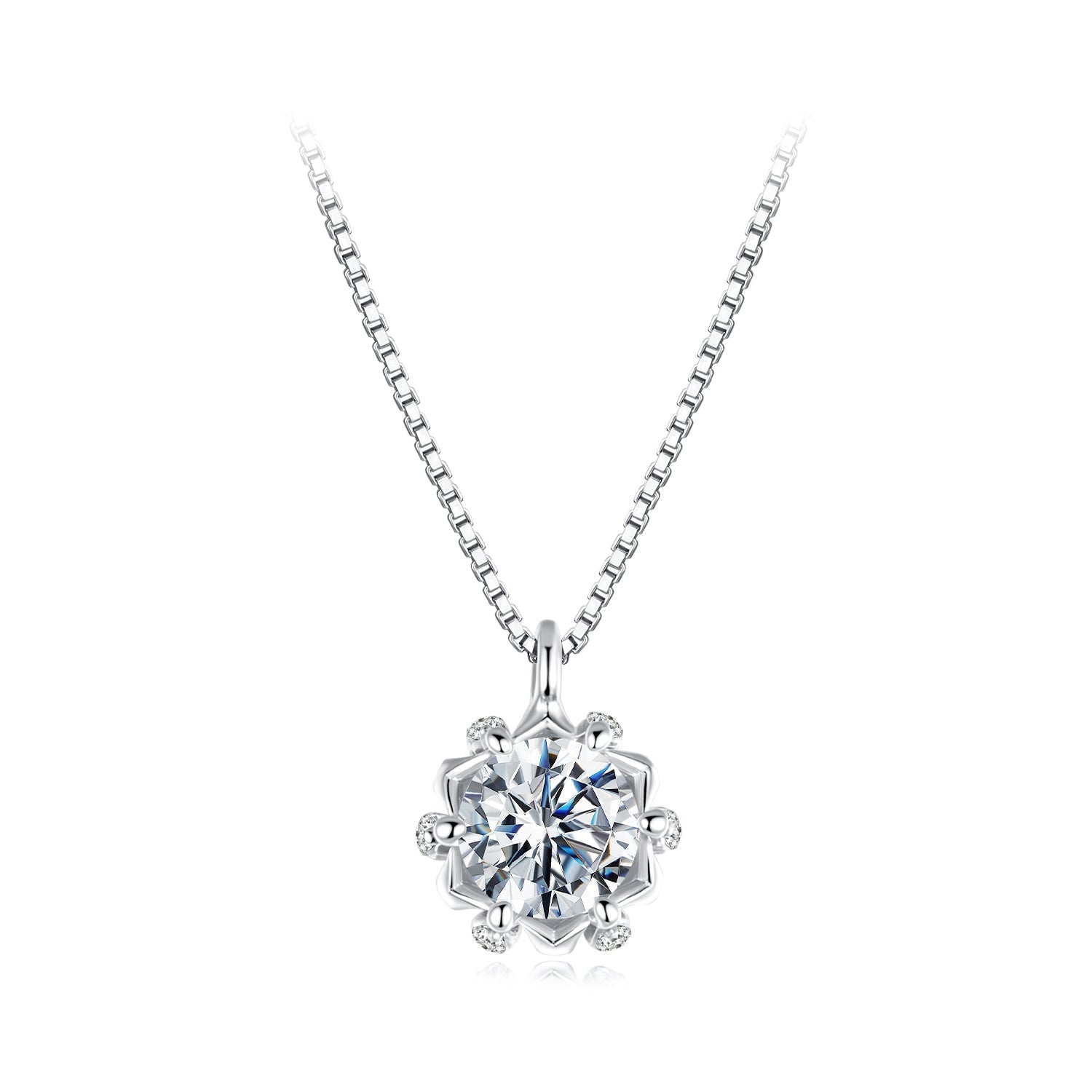 925 Sterling Silver Moissanite & CZ Pavé Necklace - 40+5cm for Women DestGlow