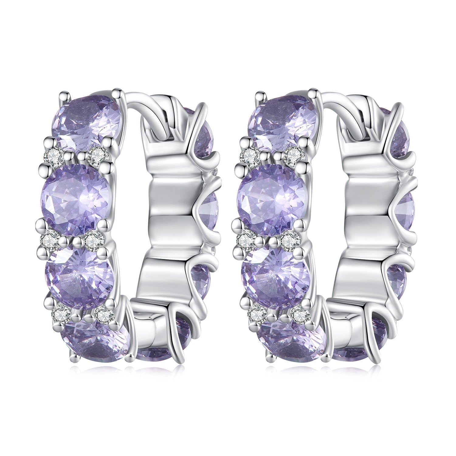 925 Sterling Silver Earrings with Pavé Setting and Plated Platinum for Women DestGlow