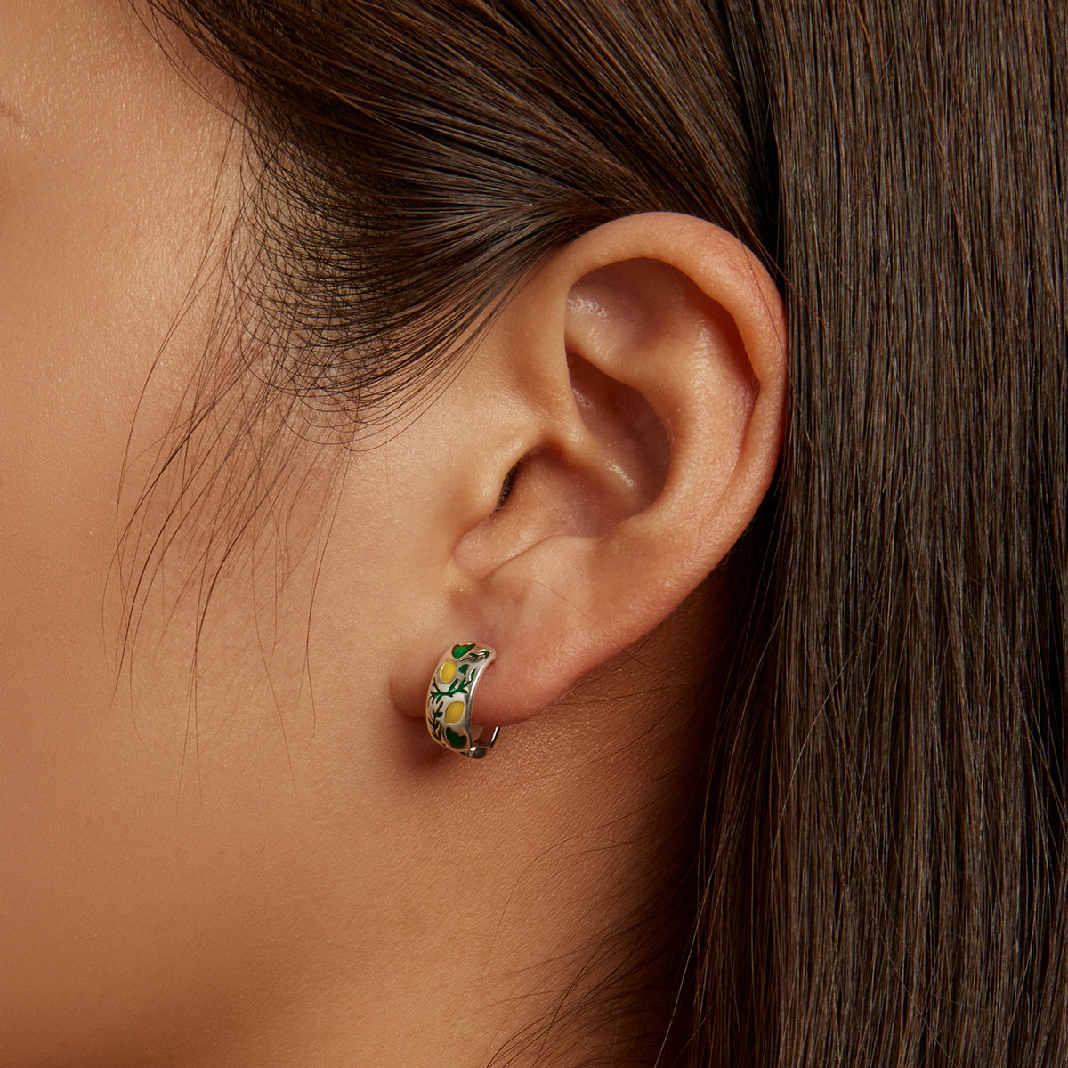 925 Sterling Silver Earrings for Women - Enamel Process - Oxidized Silver - 1.4x0.6 cm DestGlow