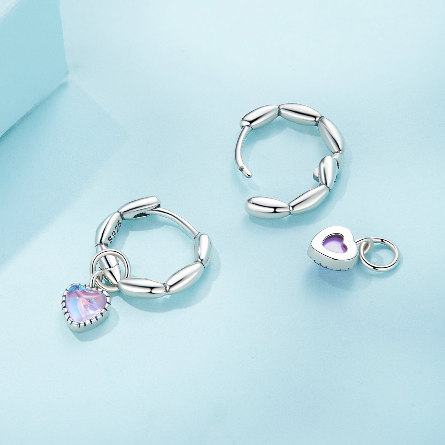S925 Sterling Silver Earrings with Transparent Glass for Women DestGlow