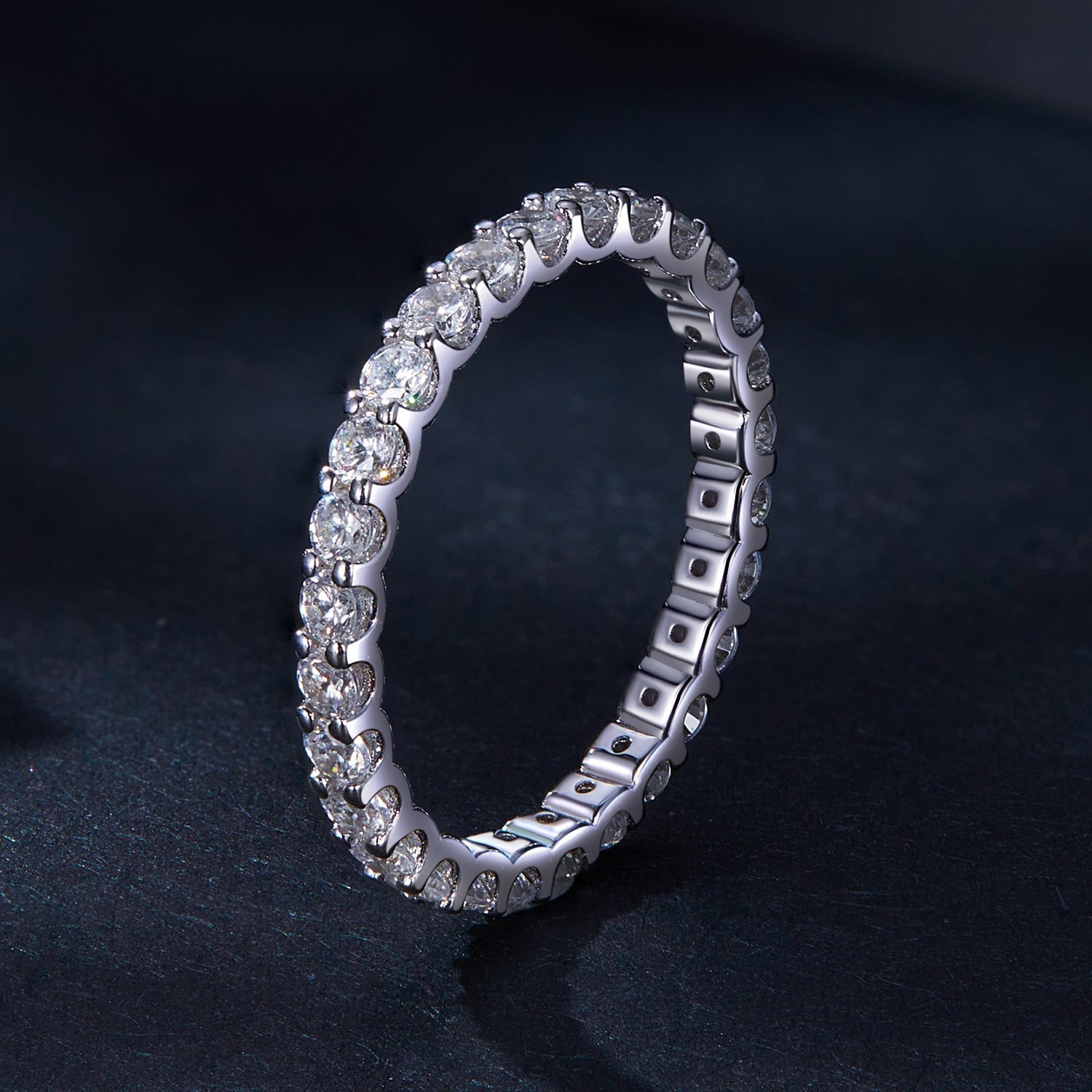 S925 Sterling Silver 2.0mm Moissanite Ring Size 9 for Women DestGlow