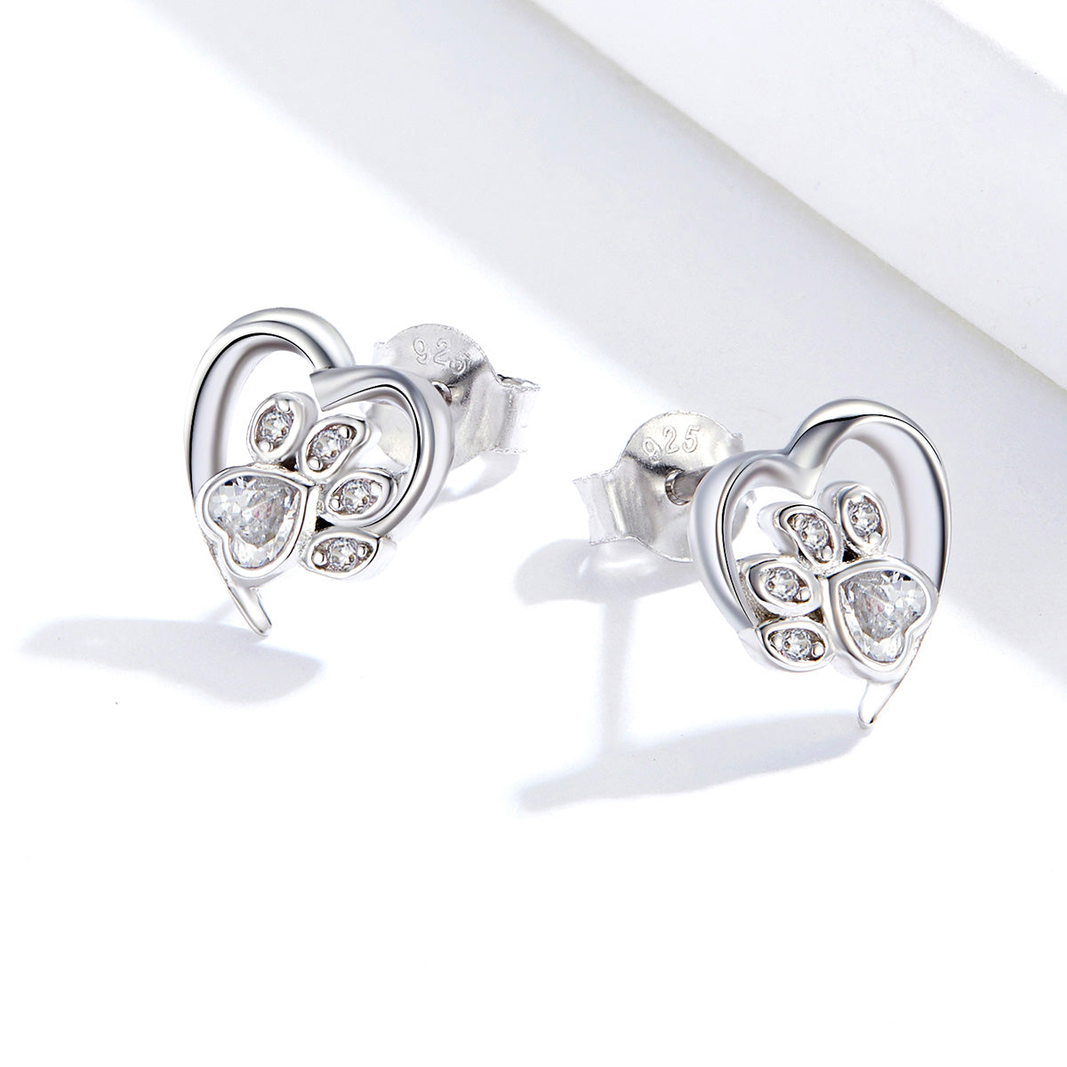 925 Sterling Silver Earrings with Pavé Setting CZ, 0.9cm for Women DestGlow