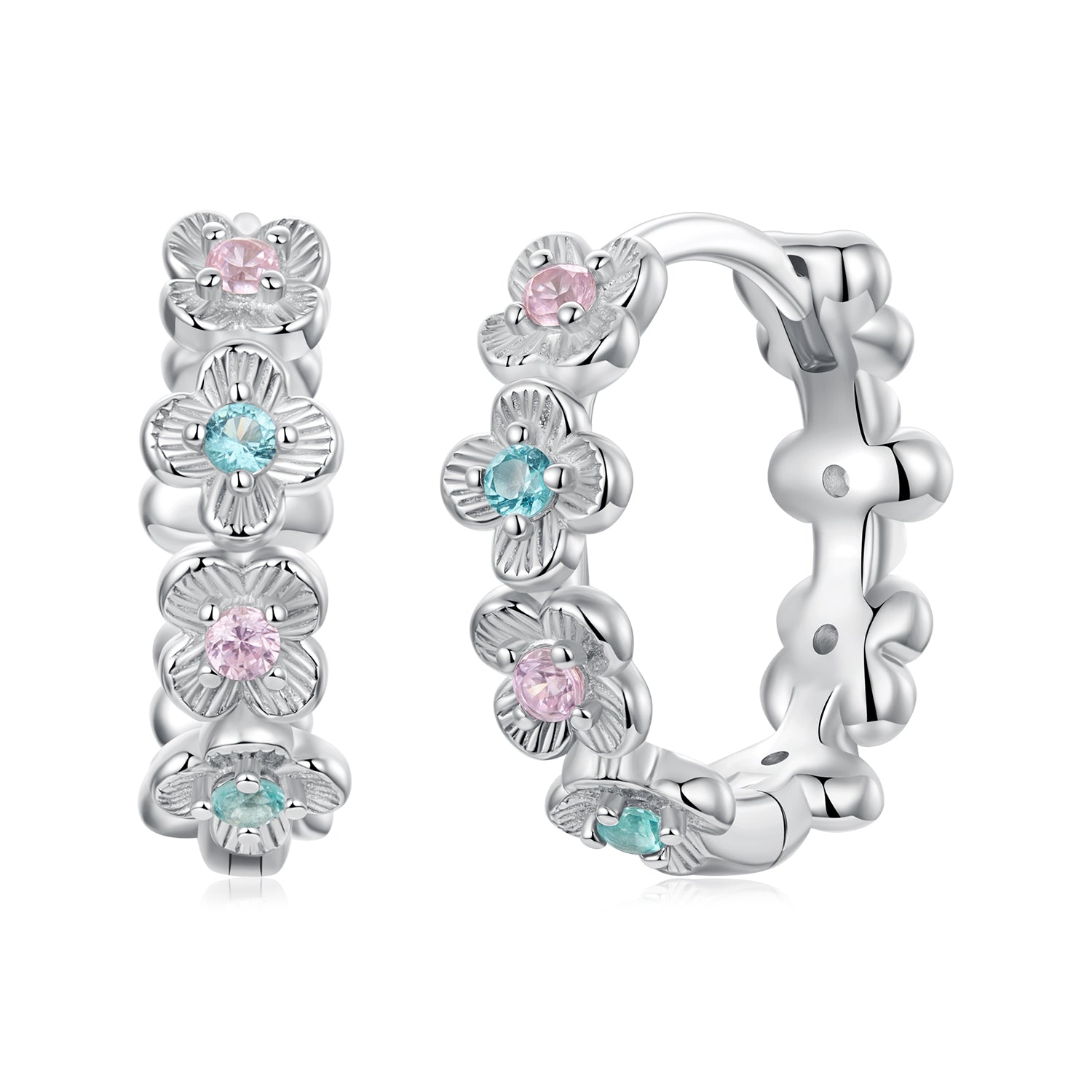 925 Sterling Silver Earrings with CZ and White Gold Plating DestGlow