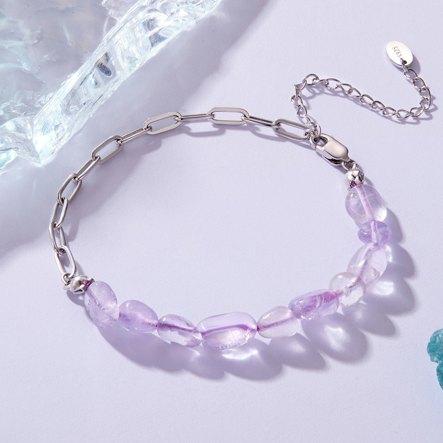 925 Sterling Silver & White Gold Plated Crystal Bracelet 16+5cm for Women DestGlow