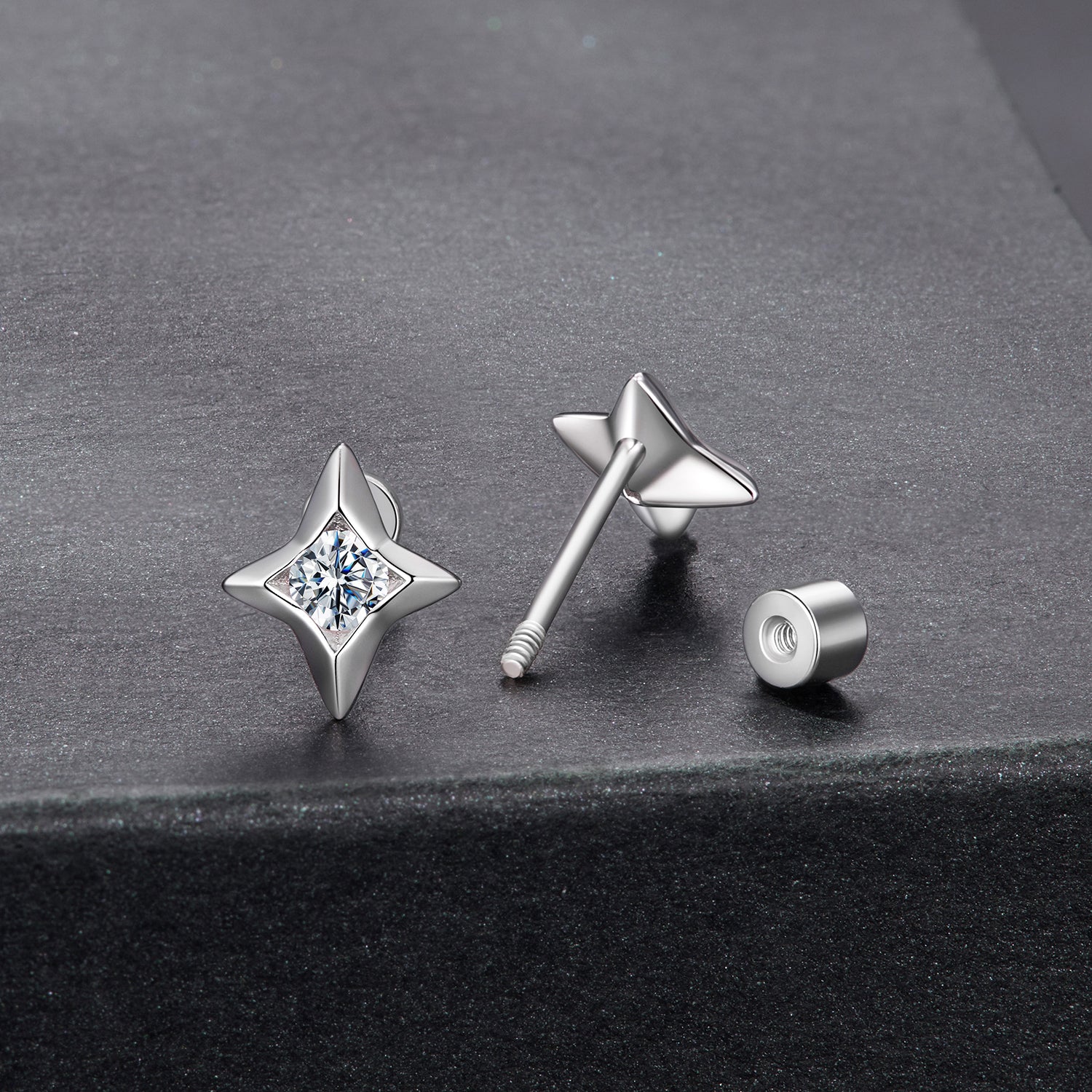 925 Sterling Silver Moissanite Earrings 0.8cm for Women DestGlow