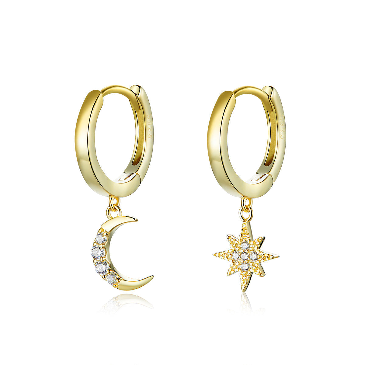925 Sterling Silver and Gold Plated Pavé Setting CZ Earrings for Women DestGlow