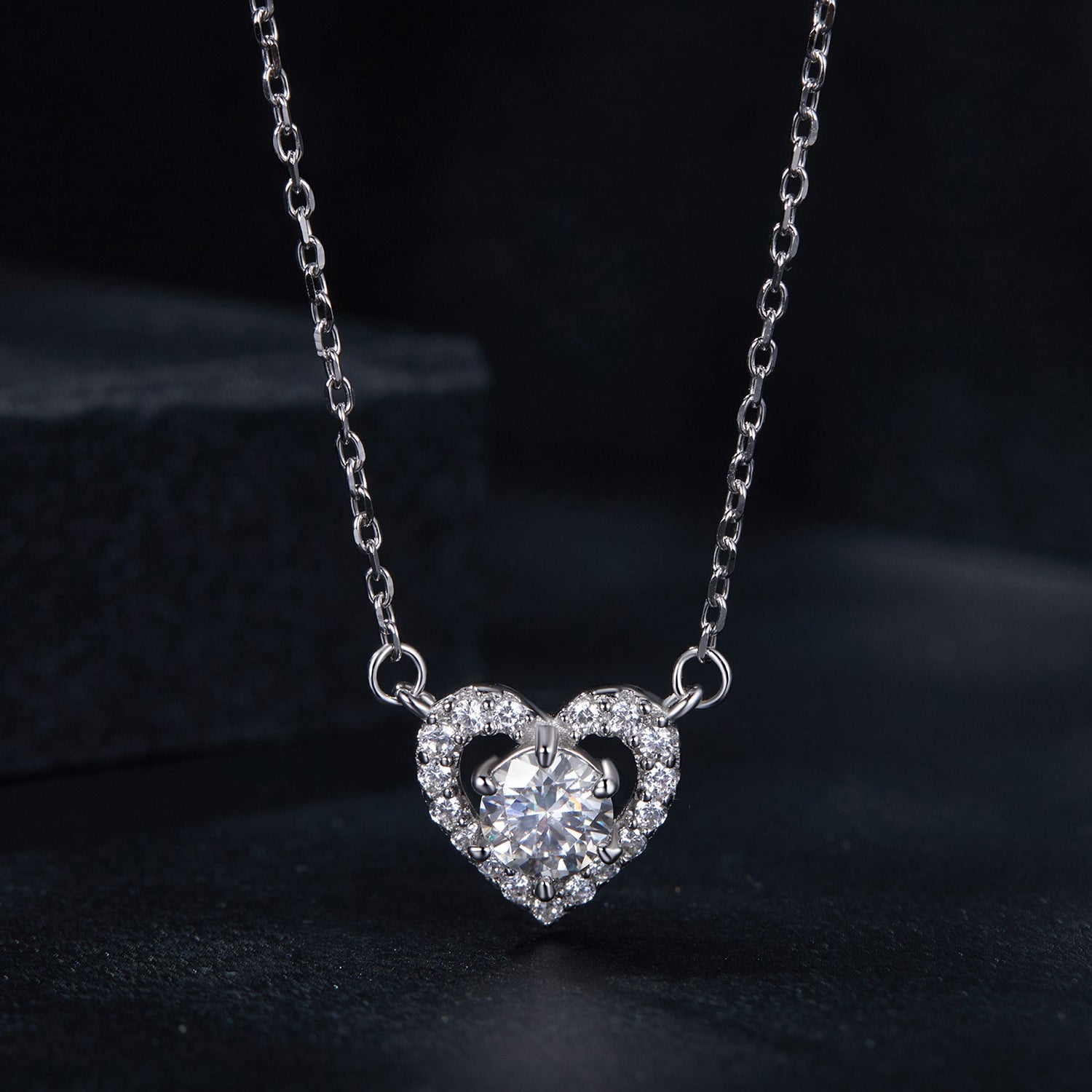 925 Sterling Silver Moissanite 0.5 Carat Necklace with CZ for Women DestGlow