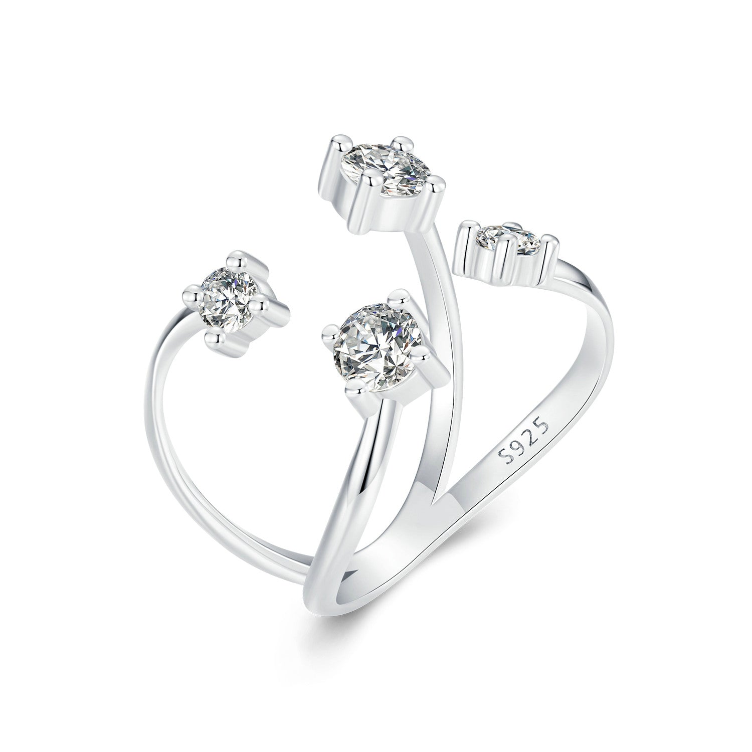925 Sterling Silver White Gold Plated Pavé Set CZ Ring 2.5-13.5mm for Women DestGlow
