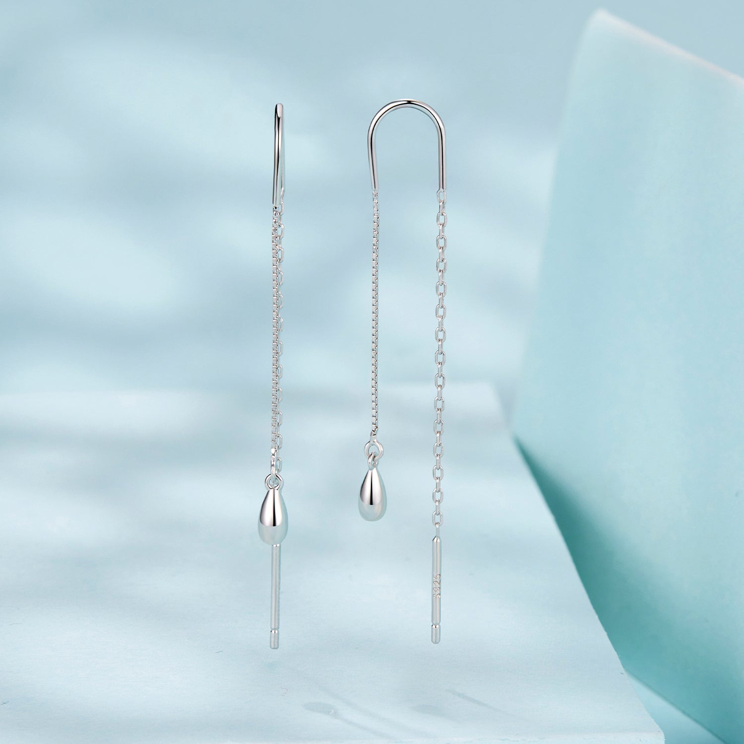 925 Sterling Silver Plated White Gold Water Droplet Earrings for Women DestGlow