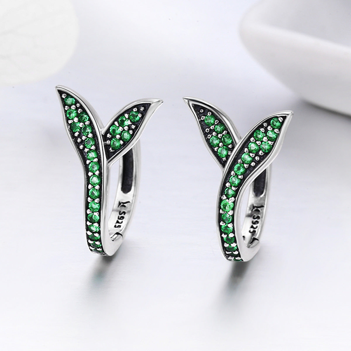 925 Sterling Silver Earrings with Pavé Setting CZ 1.5*1cm for Women DestGlow