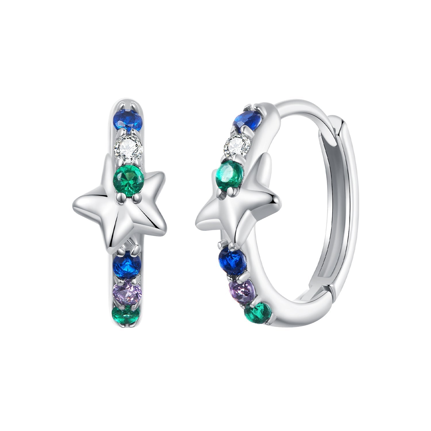 925 Sterling Silver Earrings with Pavé Setting CZ in White Gold for Women DestGlow