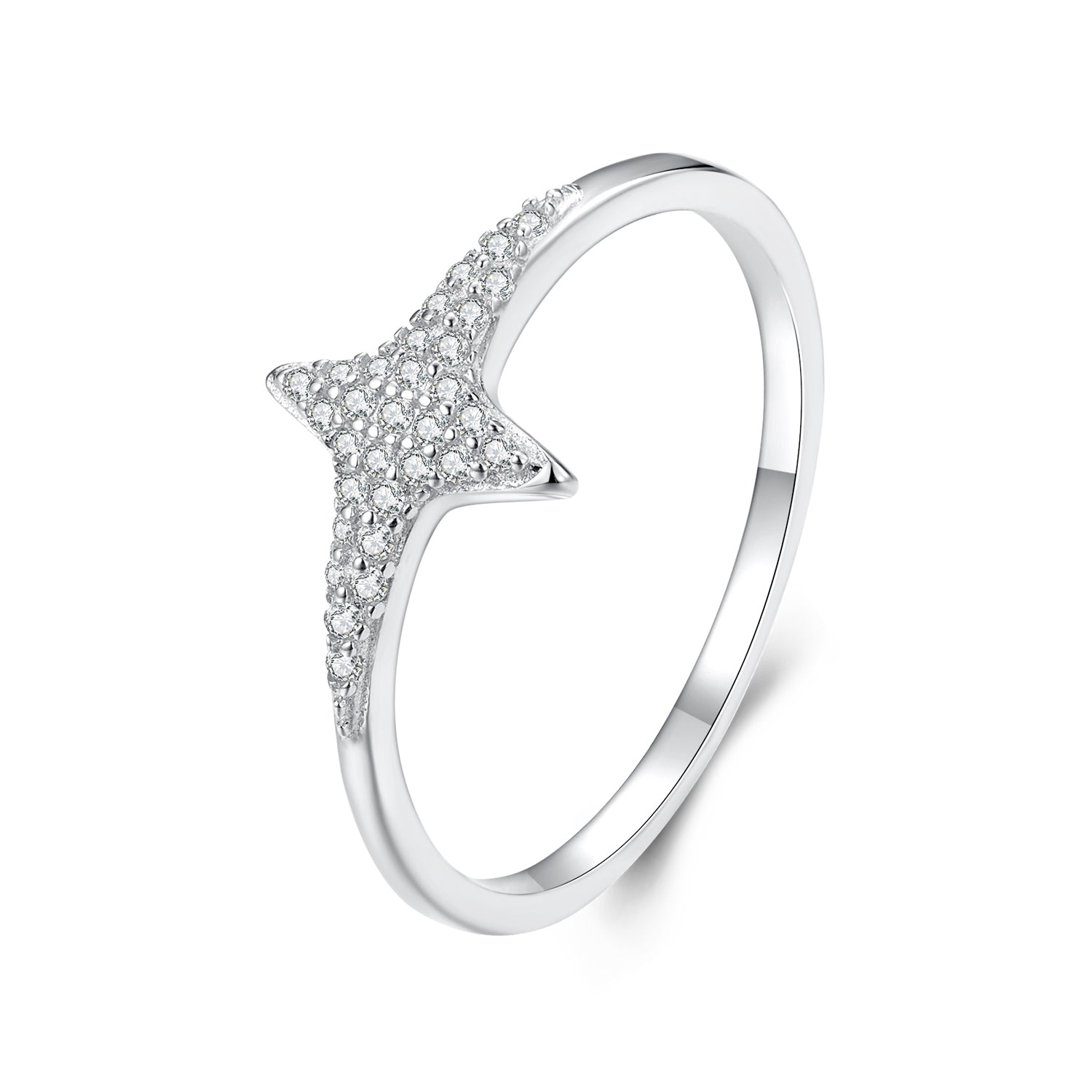 925 Sterling Silver White Gold Plated Ring with Pavé Setting CZ, Size 6.0 for Women DestGlow