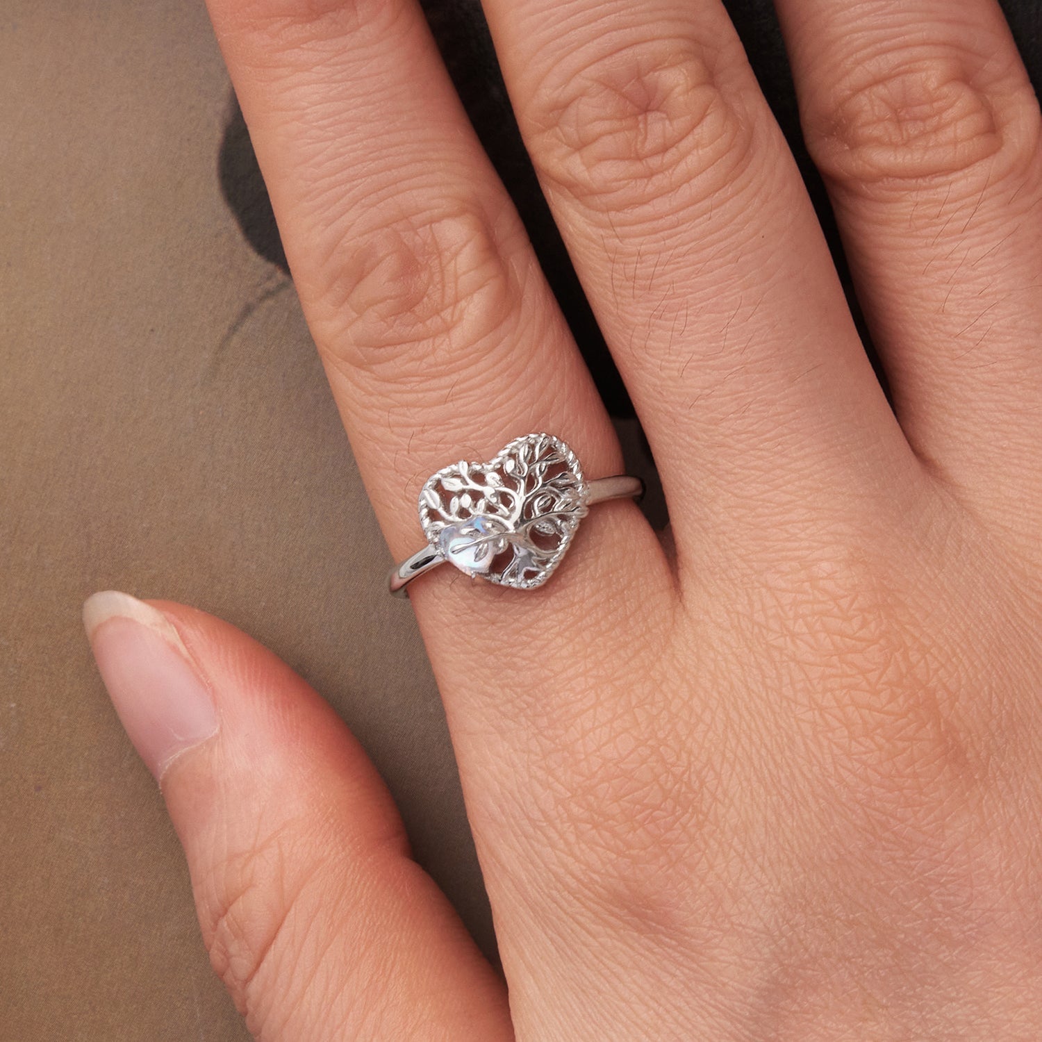 925 Sterling Silver Heart-Shaped Moonstone Ring for Women DestGlow