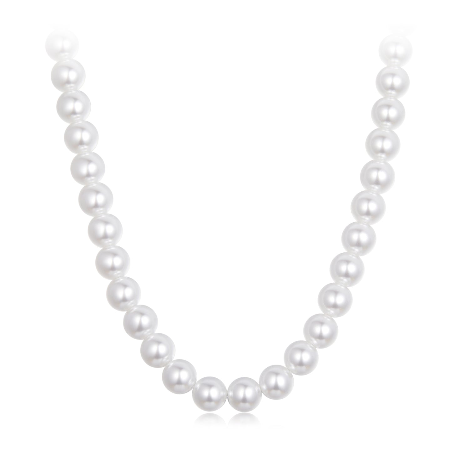 925 Sterling Silver White Gold Plated 39-45.5cm Quality Shell Pearl Necklace for Women DestGlow