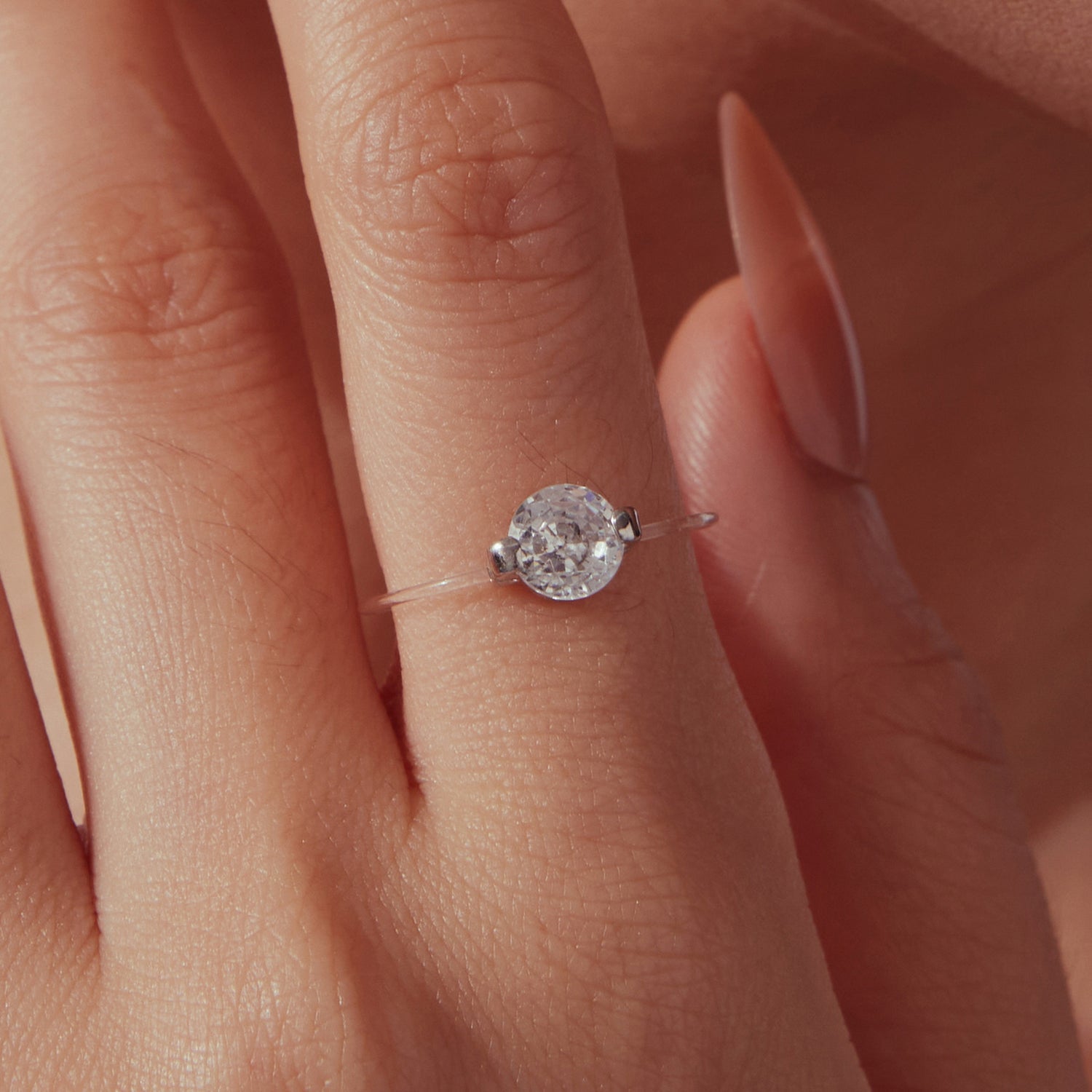 925 Sterling Silver White Gold Plated CZ Ring Size 6 for Women DestGlow