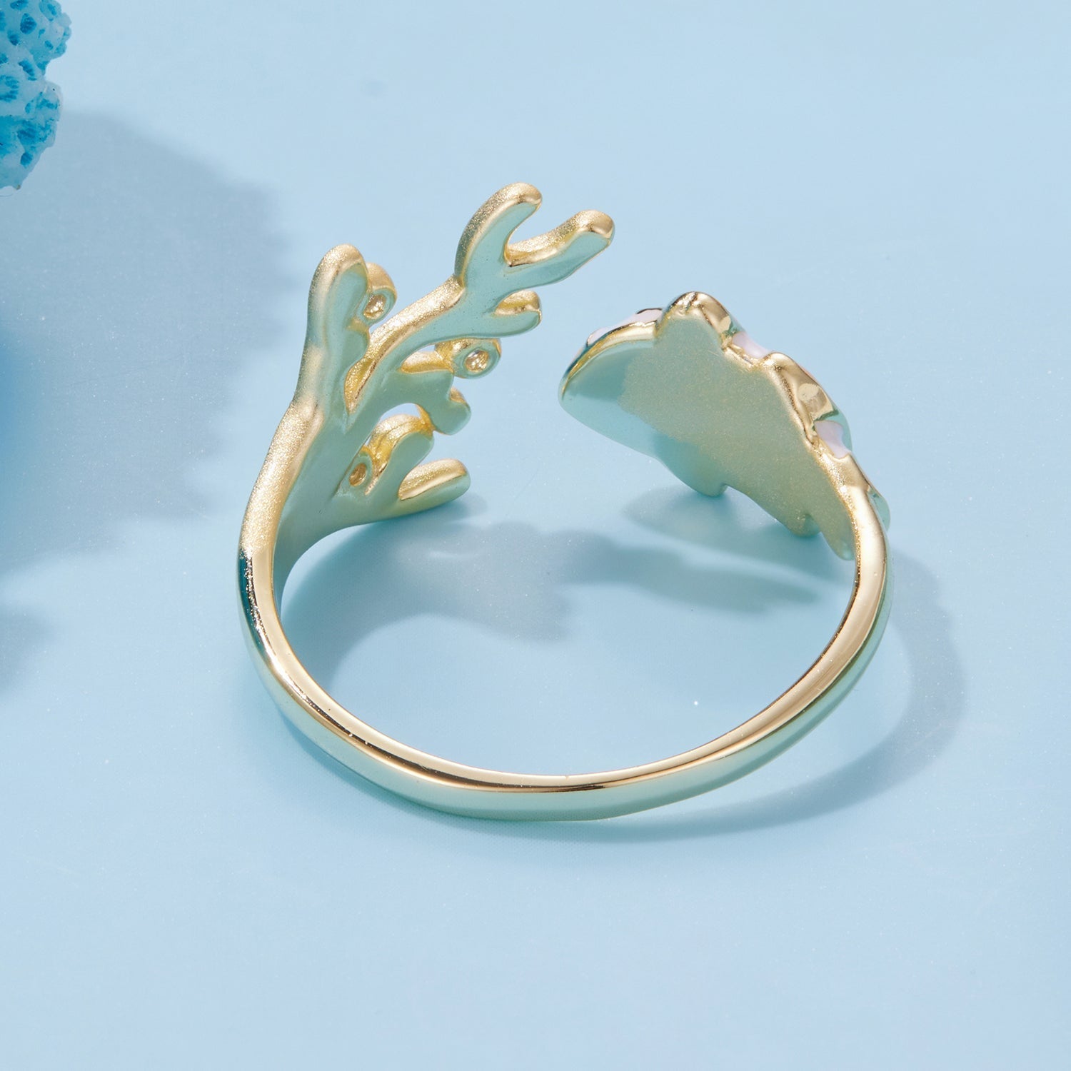 925 Sterling Silver Enamel Pavé Setting CZ Gold Plated Ring for Women DestGlow