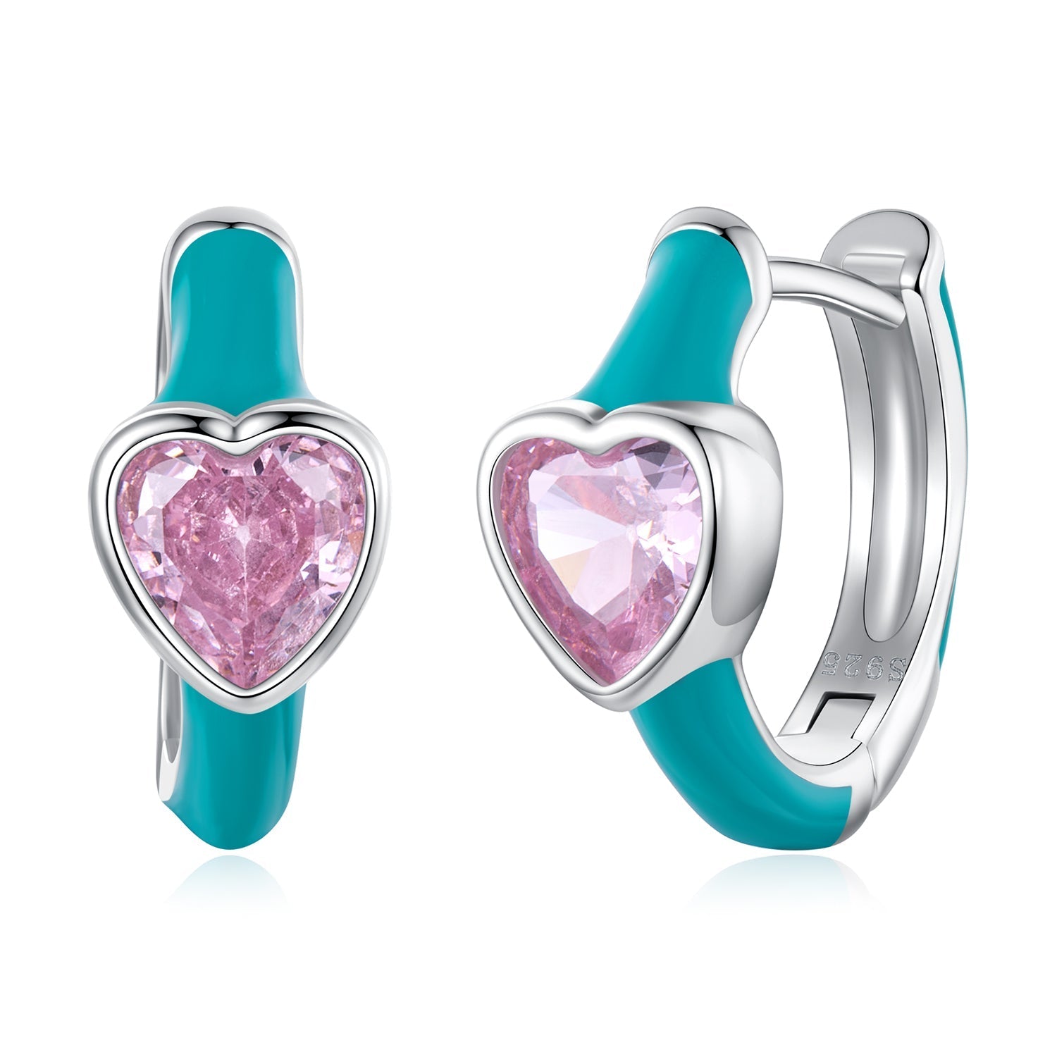 925 Sterling Silver Hoop Earrings with White Gold Plating and CZ DestGlow