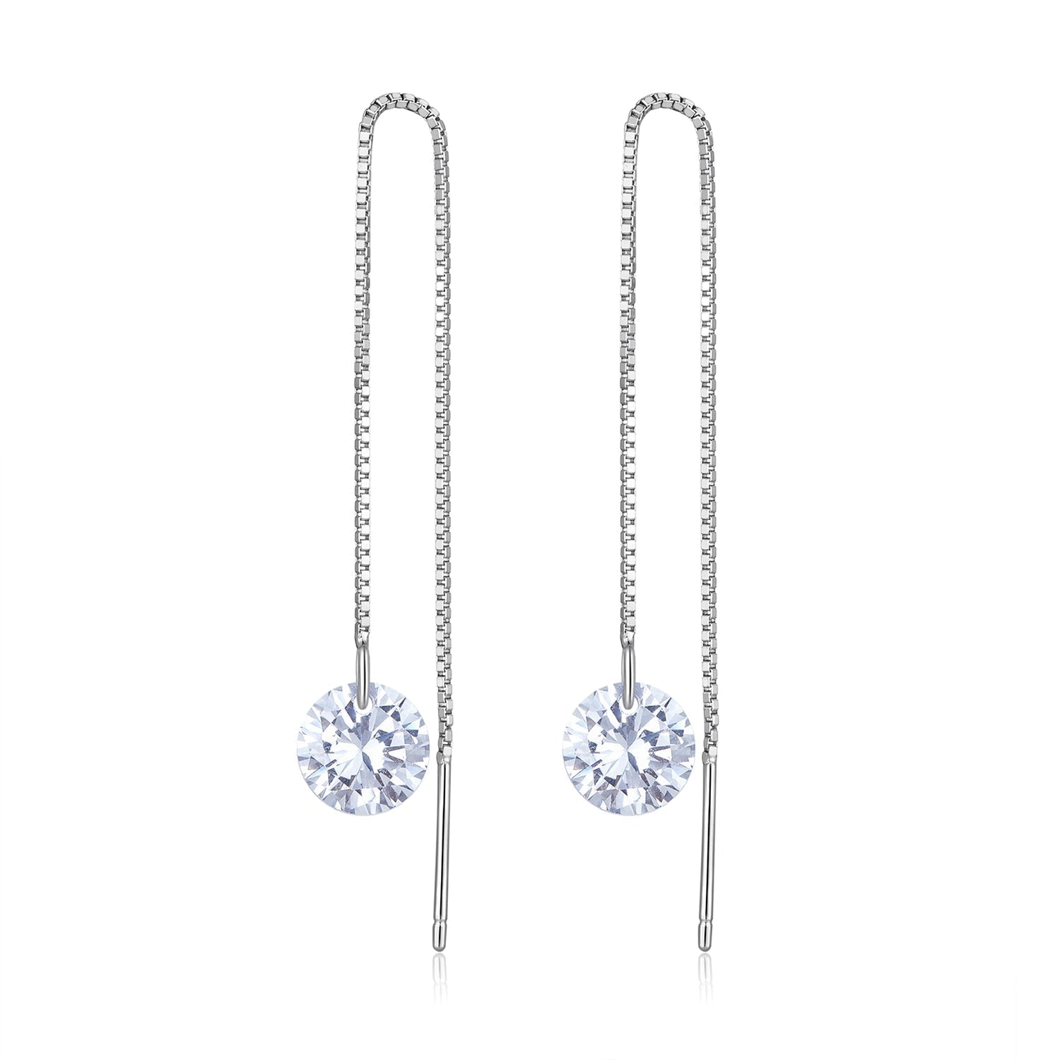 925 Sterling Silver Earrings with 0.8cm Main Stone and CZ for Women DestGlow