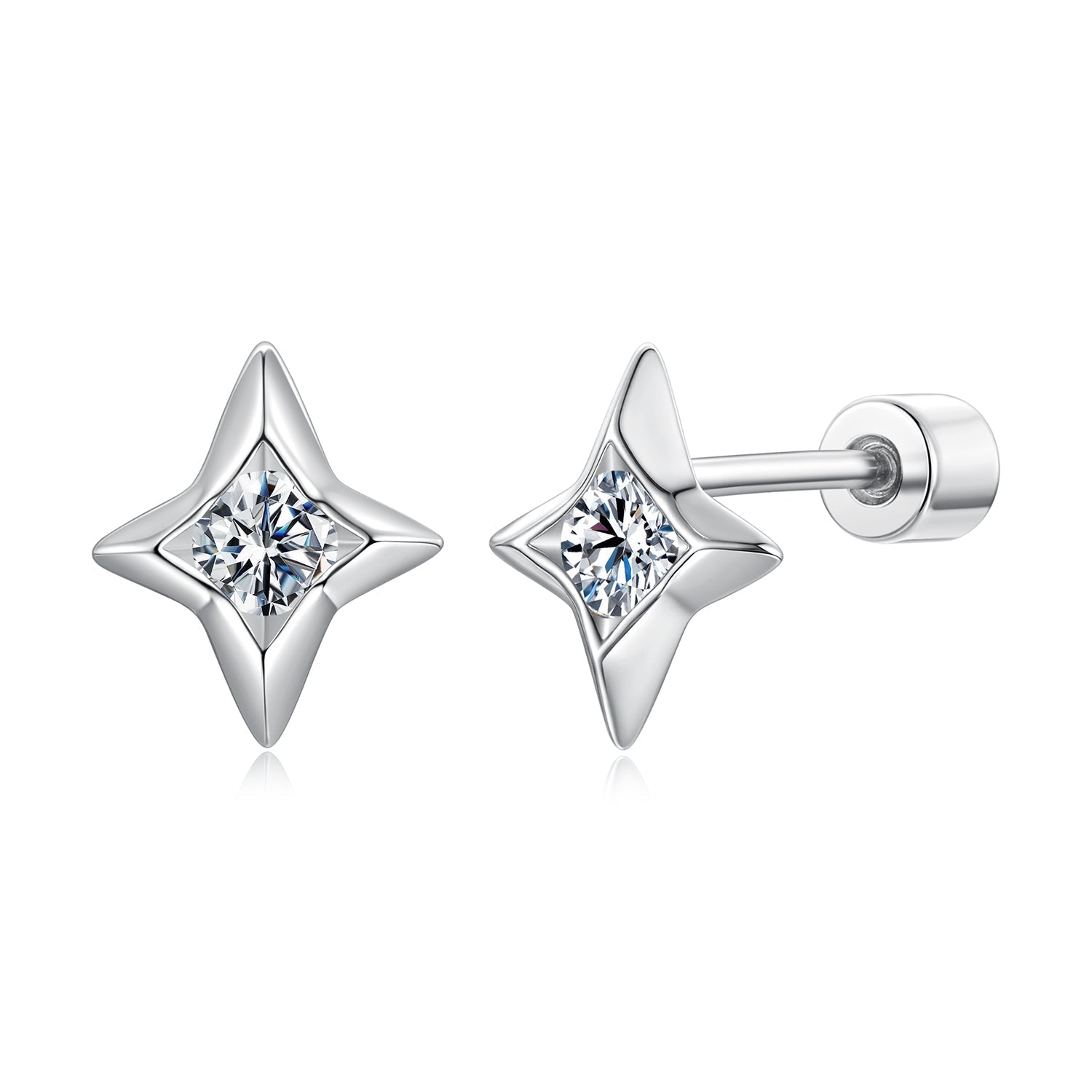925 Sterling Silver Moissanite Earrings 0.8cm for Women DestGlow