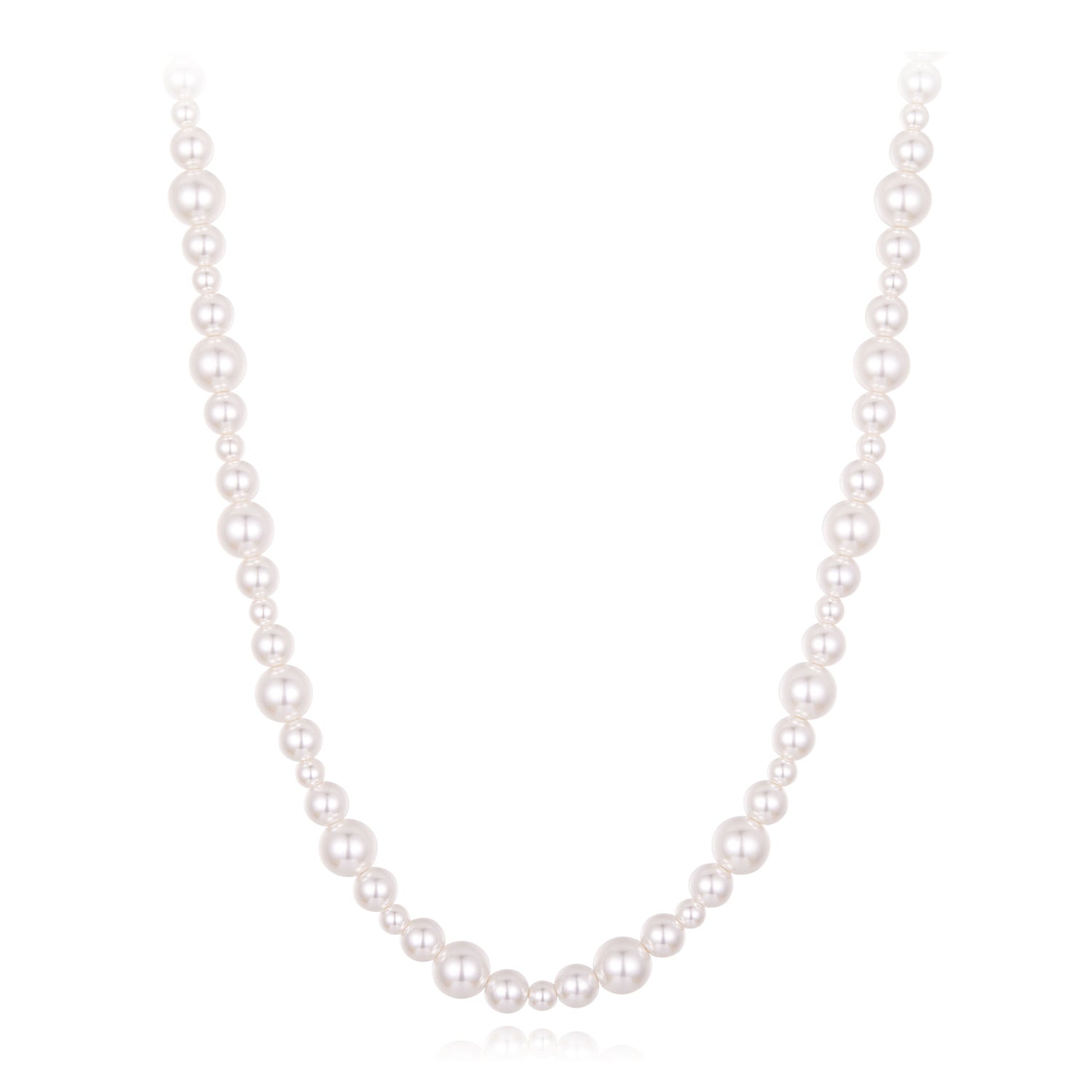 925 Sterling Silver White Gold Plated Necklace with Synthetic Pearls for Women DestGlow