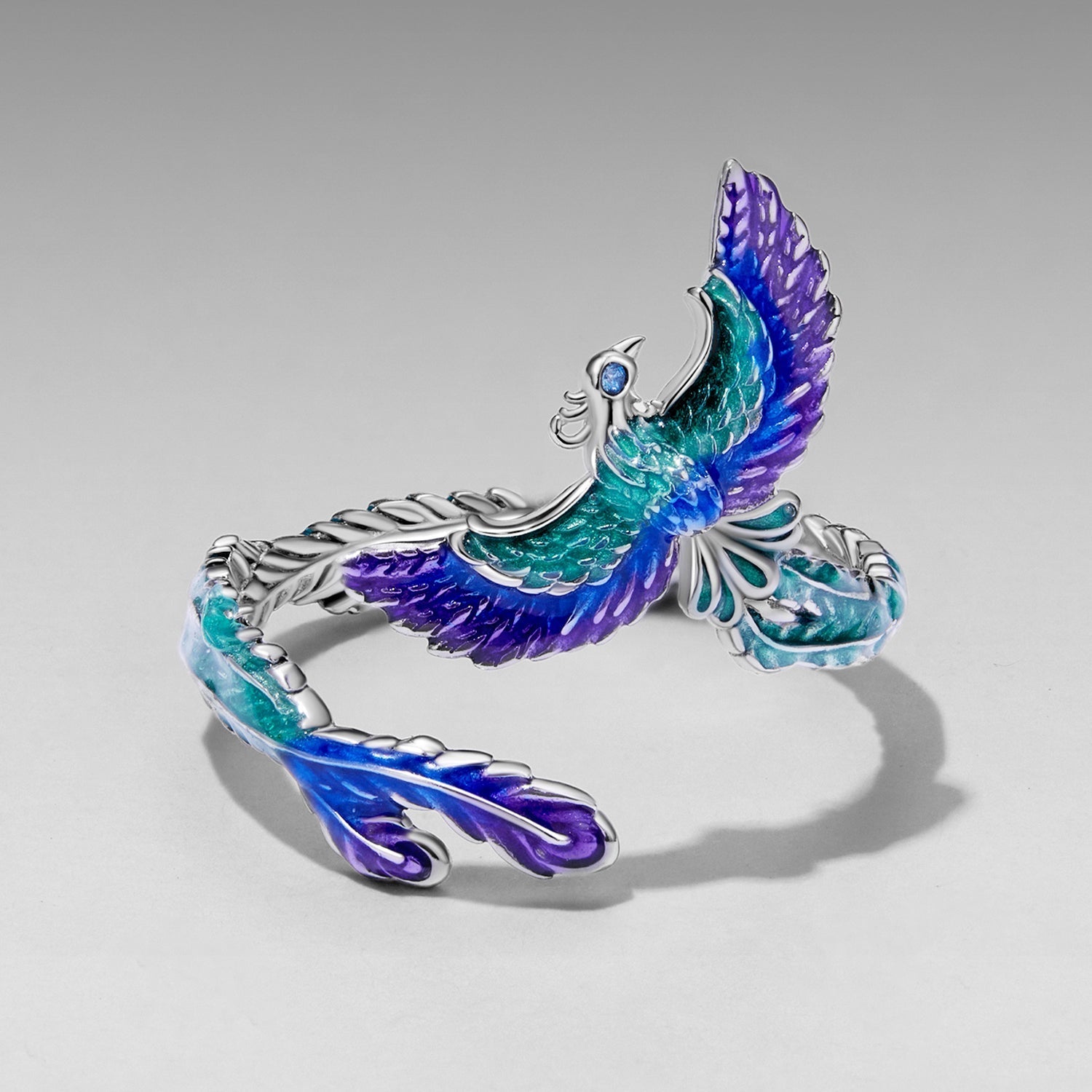 925 Sterling Silver Enamel Adjustable Ring for Women DestGlow
