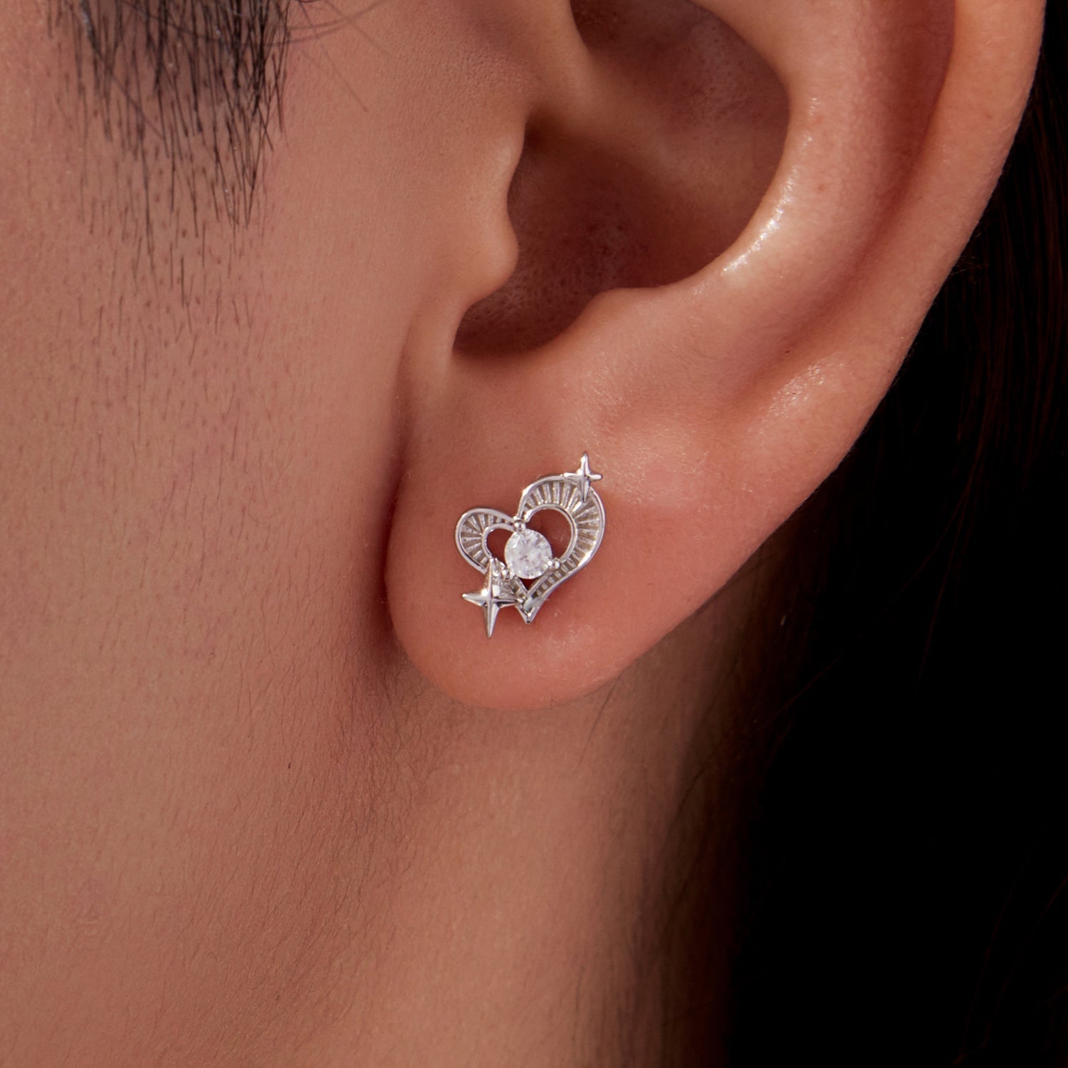925 Sterling Silver Earrings with Pavé Setting CZ in White Gold DestGlow