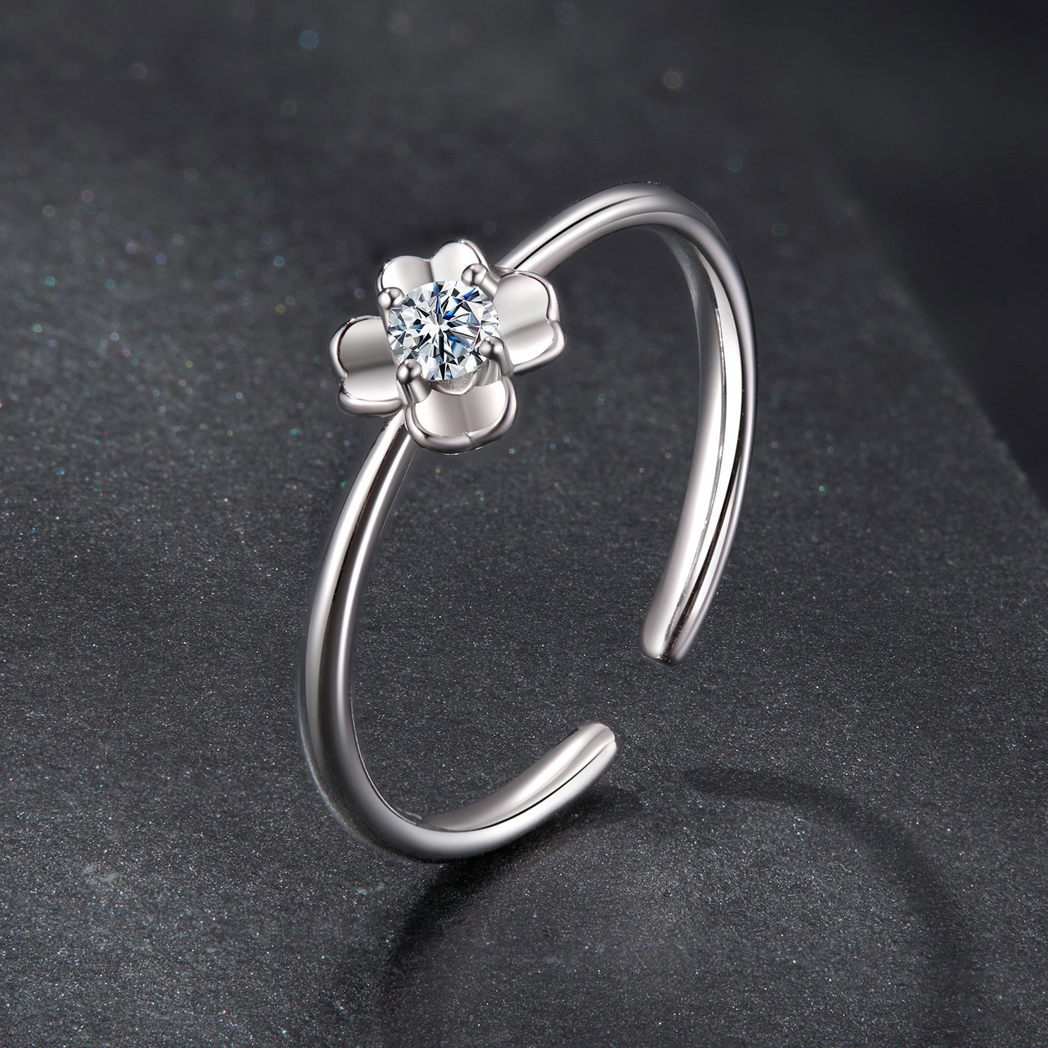 925 Sterling Silver Moissanite Ring Size E for Women DestGlow