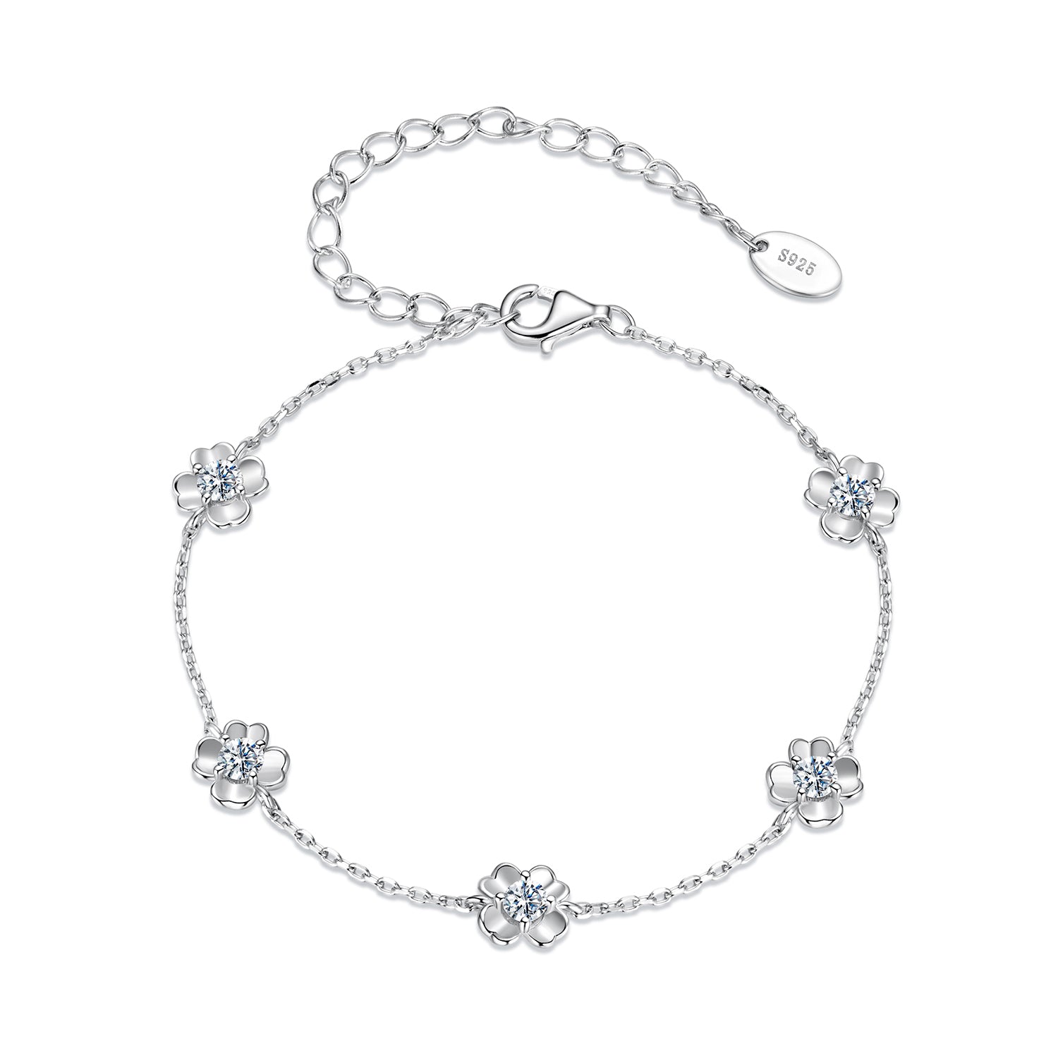 925 Sterling Silver 0.1 Carat Moissanite Bracelet for Women DestGlow