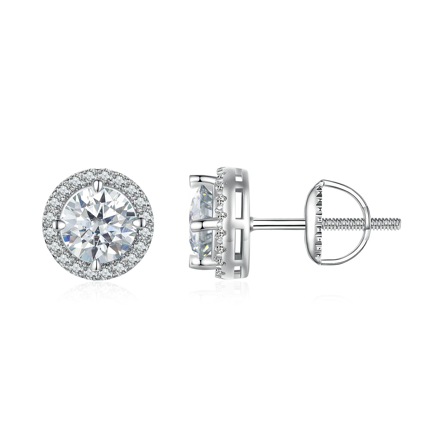 925 Sterling Silver Moissanite 1 Carat Earrings in 10mm Pavé Setting for Women DestGlow