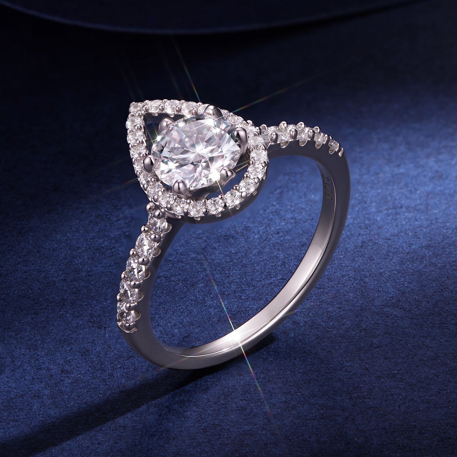 925 Sterling Silver Moissanite 1 Carat Pendant Ring Size 6 for Women DestGlow