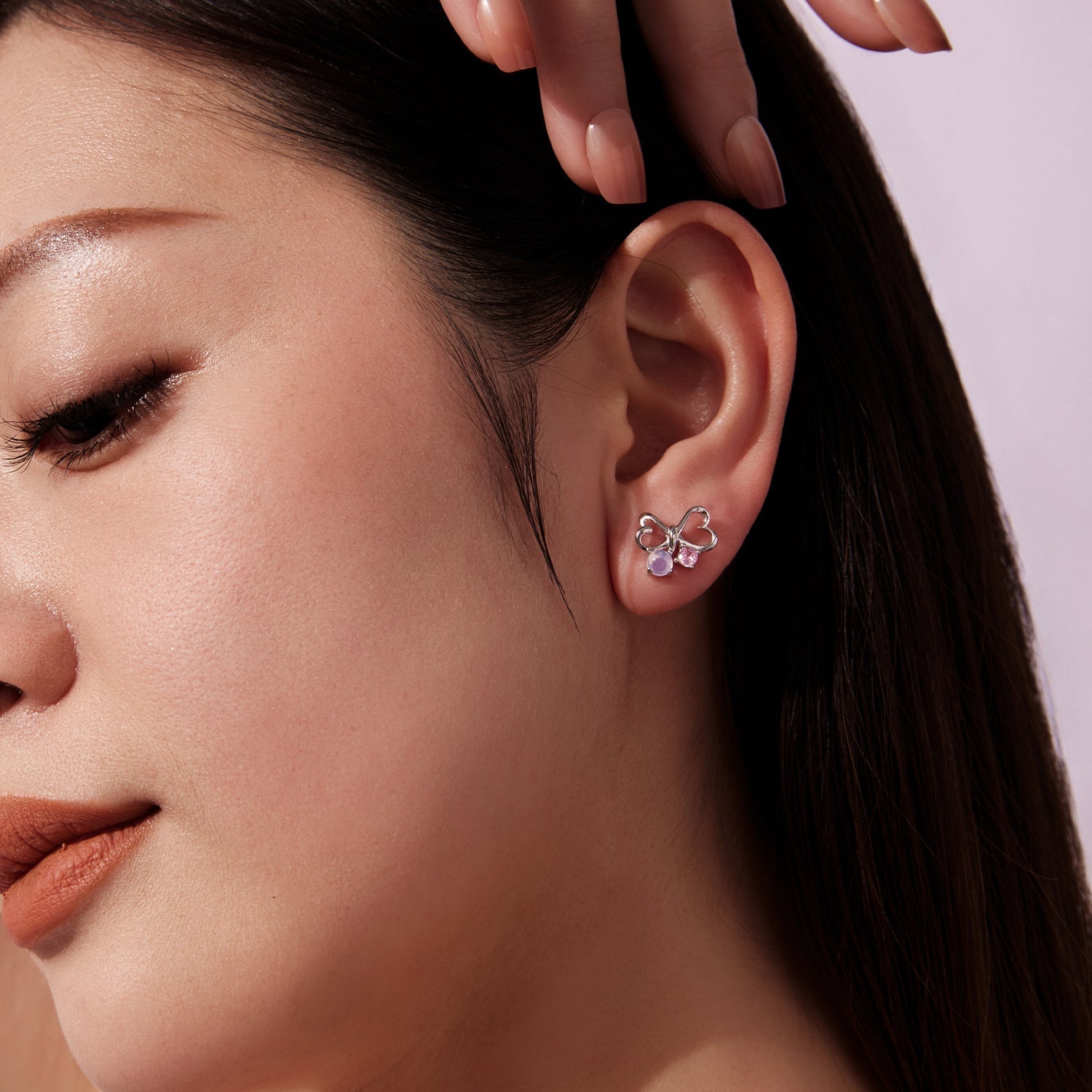 925 Sterling Silver Earrings with Pavé Setting CZ and Transparent Glass for Women DestGlow