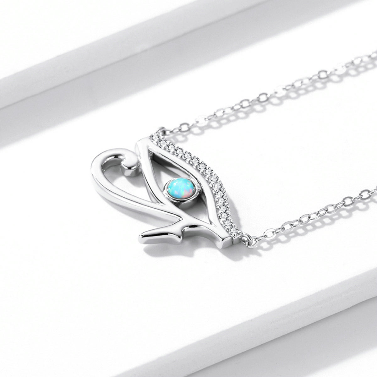 925 Sterling Silver Opal Necklace with CZ and Platinum Plating, Adjustable Length 45cm, Women’s Jewelry DestGlow