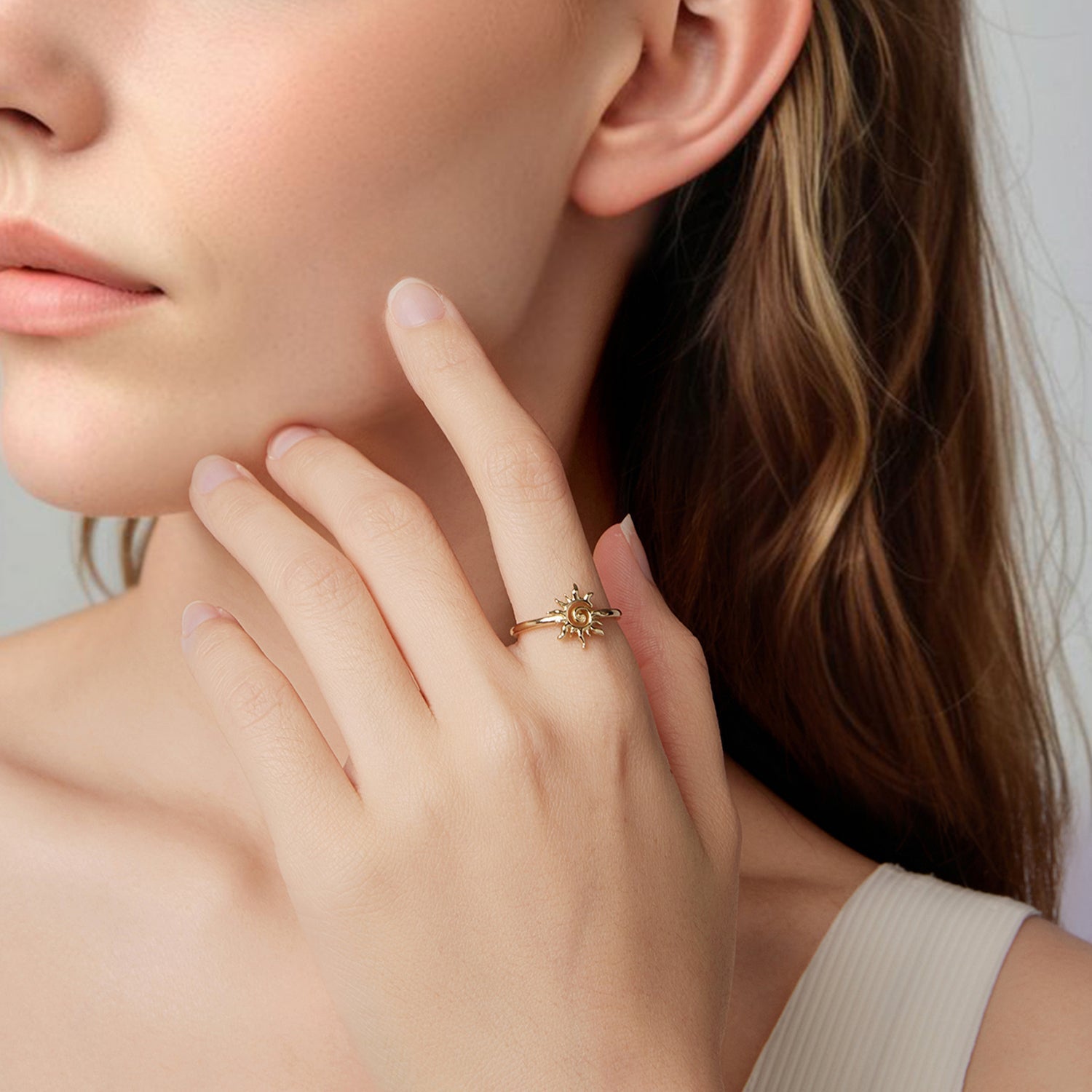 925 Sterling Silver Gold Plated Sun Ring DestGlow