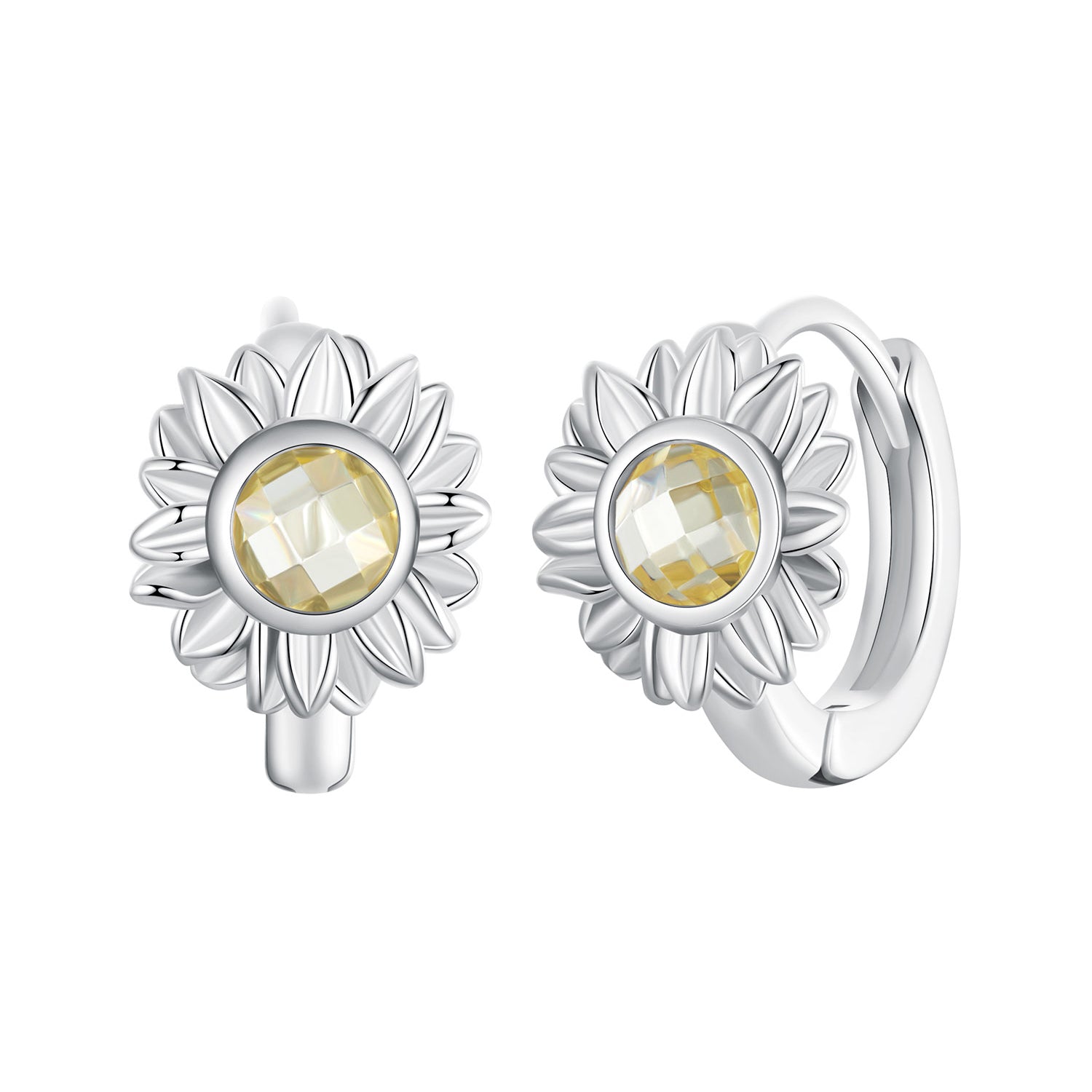 925 Sterling Silver Earrings with Transparent Glass, 12x9mm Size for Women DestGlow
