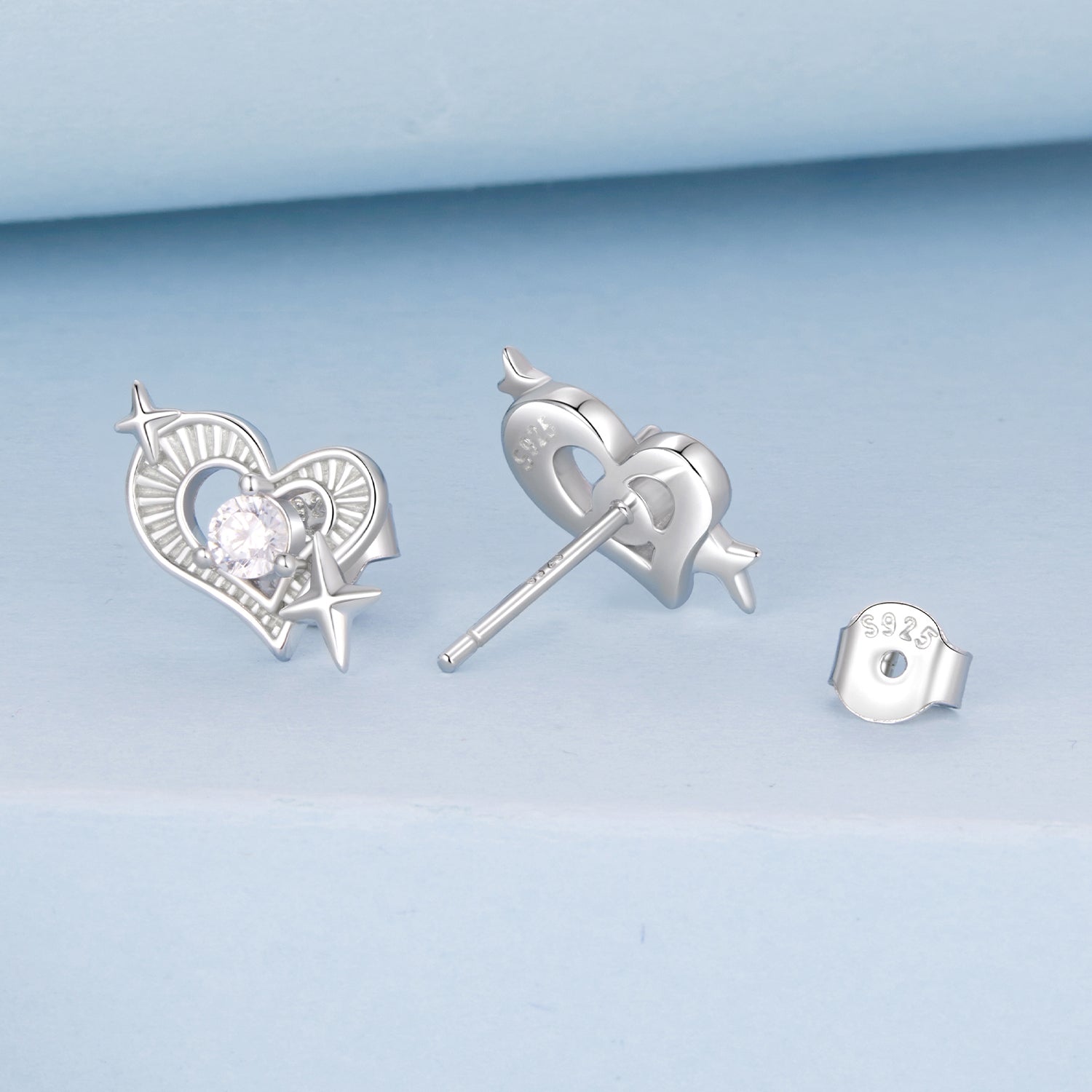925 Sterling Silver Earrings with Pavé Setting CZ in White Gold DestGlow
