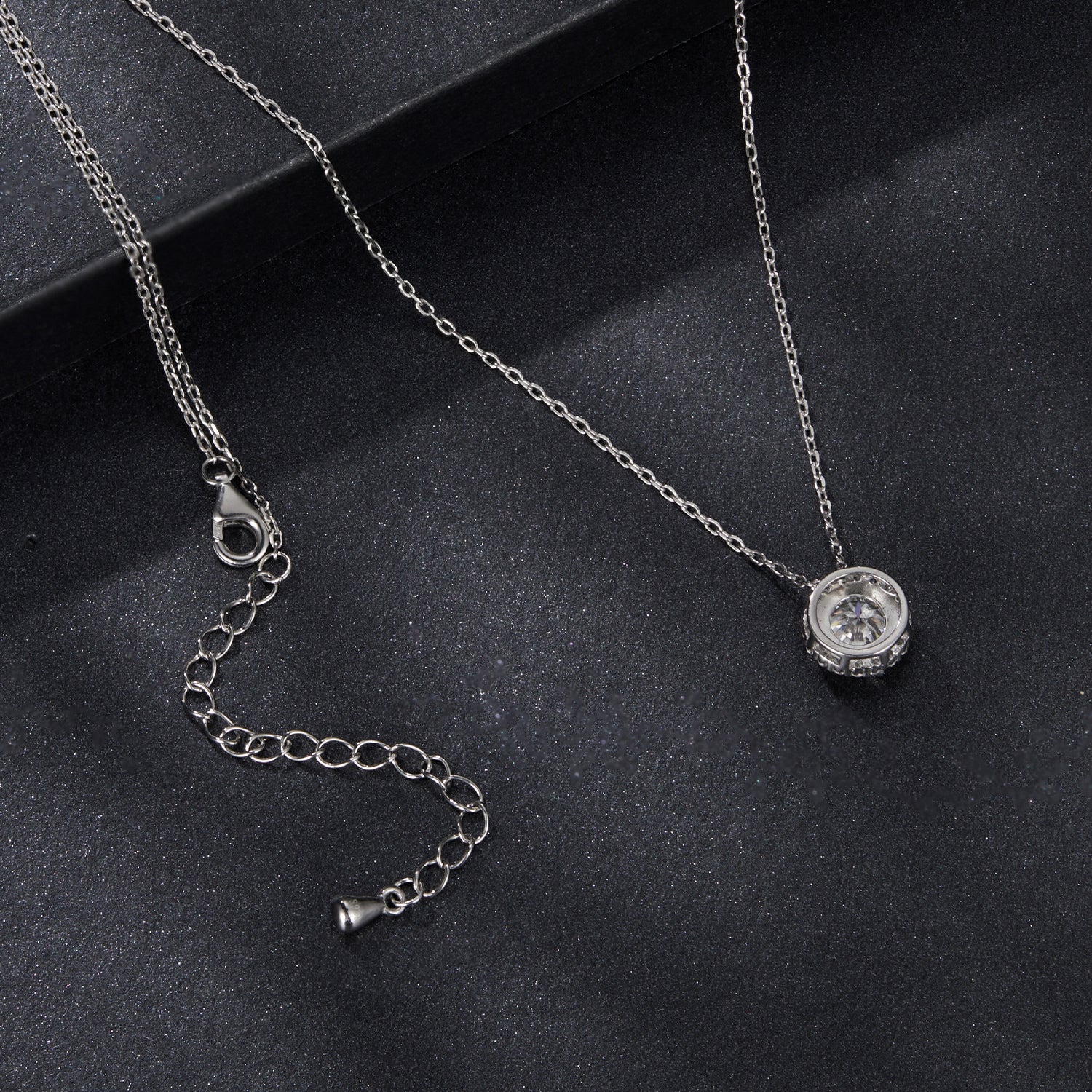 925 Sterling Silver Moissanite Necklace 40+5cm with Pavé Setting for Women DestGlow