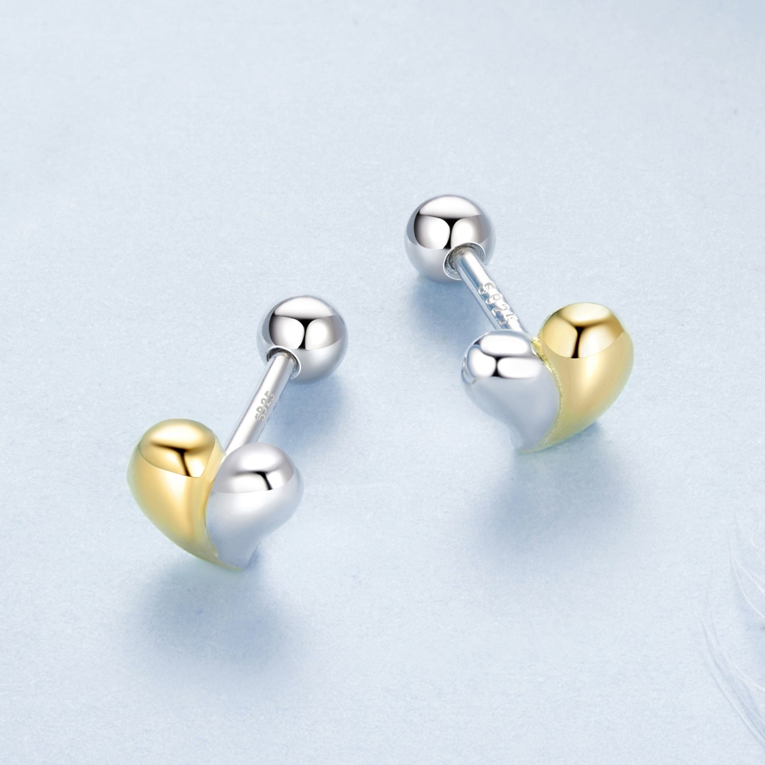 925 Sterling Silver & Plated Gold Earrings for Women - 0.5*0.6cm DestGlow