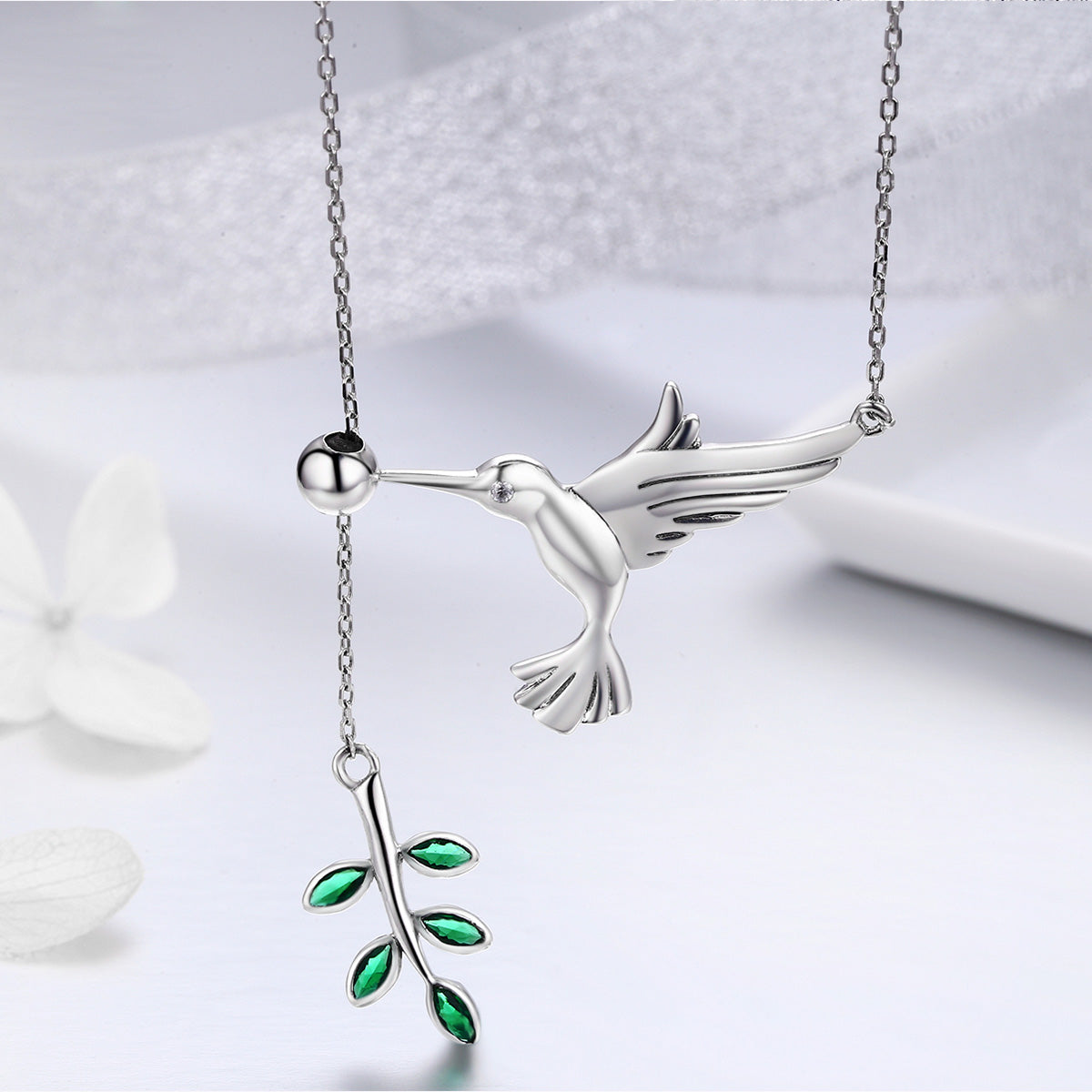 925 Sterling Silver Necklace with Bird and Leaves Design for Women DestGlow