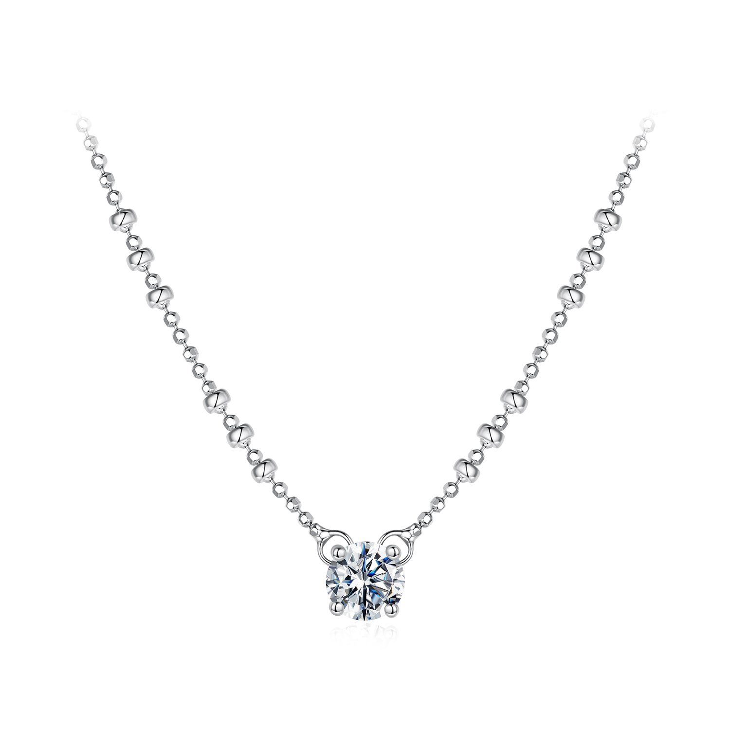 925 Sterling Silver 0.5 Carat Moissanite Necklace for Women DestGlow